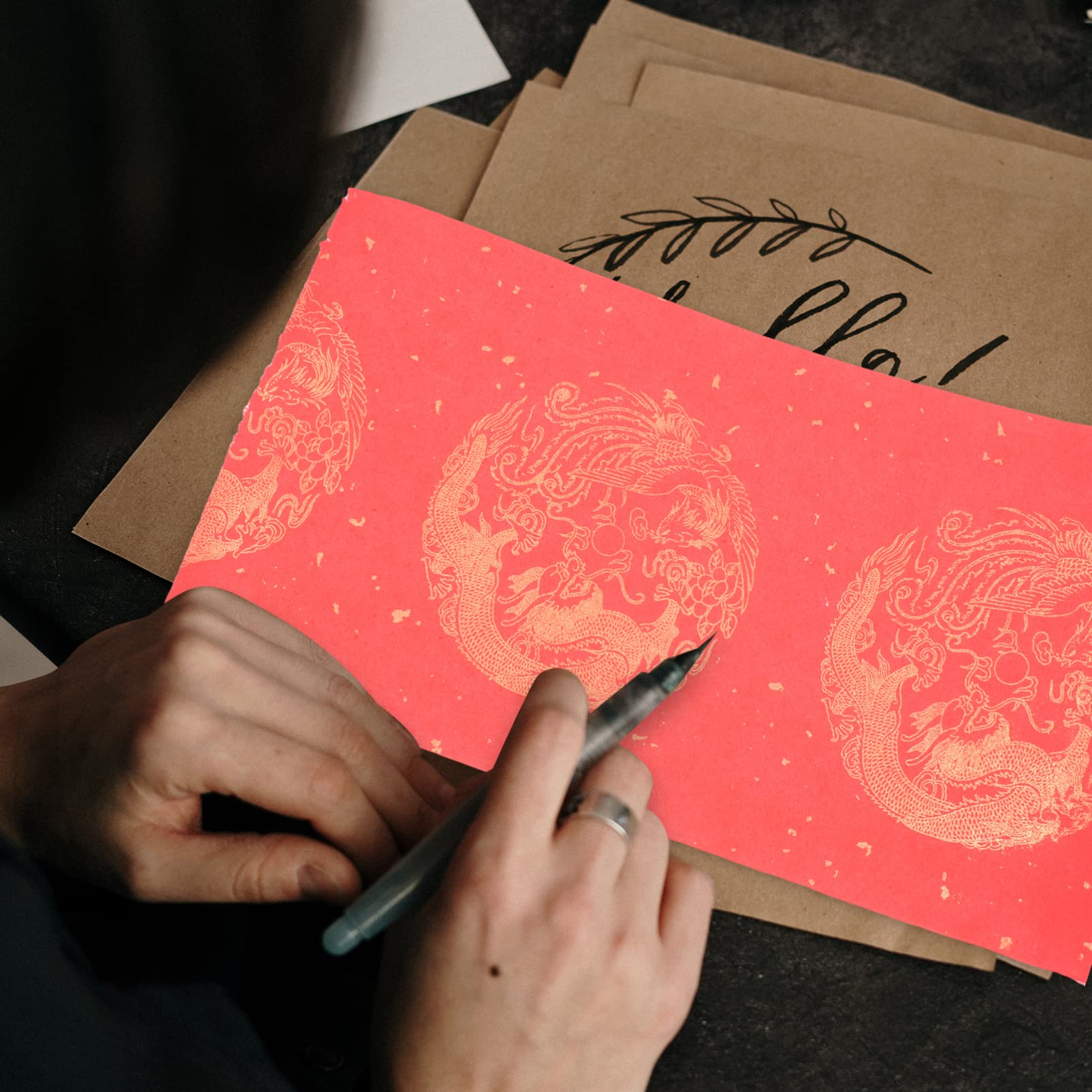 Wakauto 1 Roll Red Chinese Couplet Paper - Sumi Xuan Paper for Spring Festival Calligraphy, New Year Decorations & DIY Scroll Art | Perfect for Home Decoration, Gift Wrapping & Traditional Chinese Celebrations