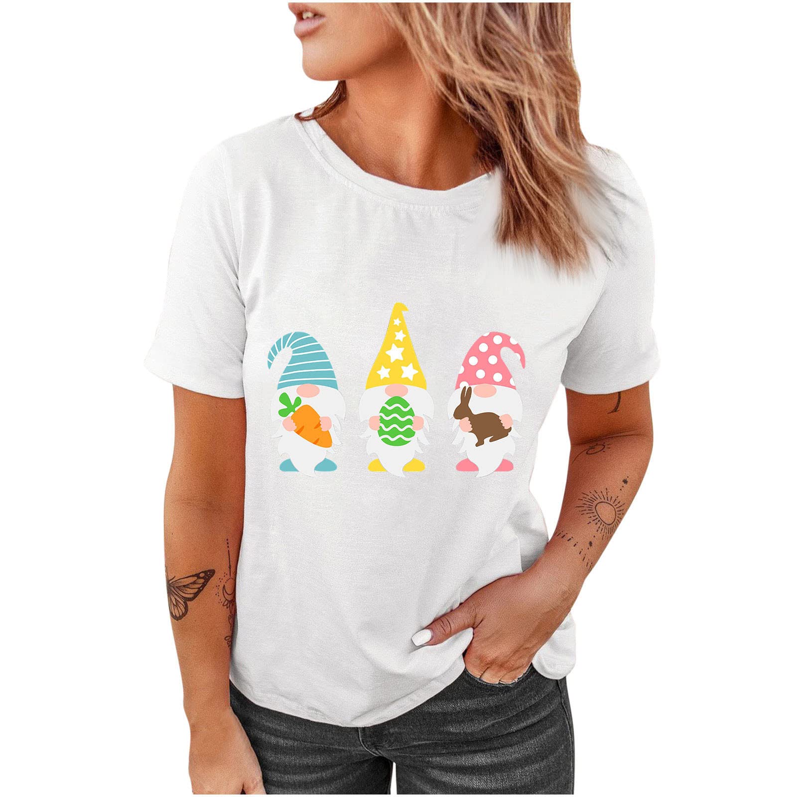 Funny Easter Bunny Graphic T-Shirt for Women - Soft Modal Rabbit Print Short Sleeve Blouse with Letter Design - Perfect for Easter Parties, Spring Outfits & Casual Wear