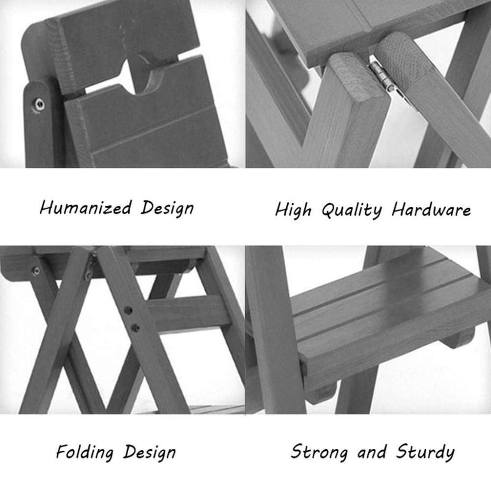KAZUP 3-Step Wooden Folding Step Stool for Indoor Use - Solid Wood Ladder Stool, Flower Stand, Multi-Functional Chair - Perfect for Home, Kitchen, Bathroom, and Gardening