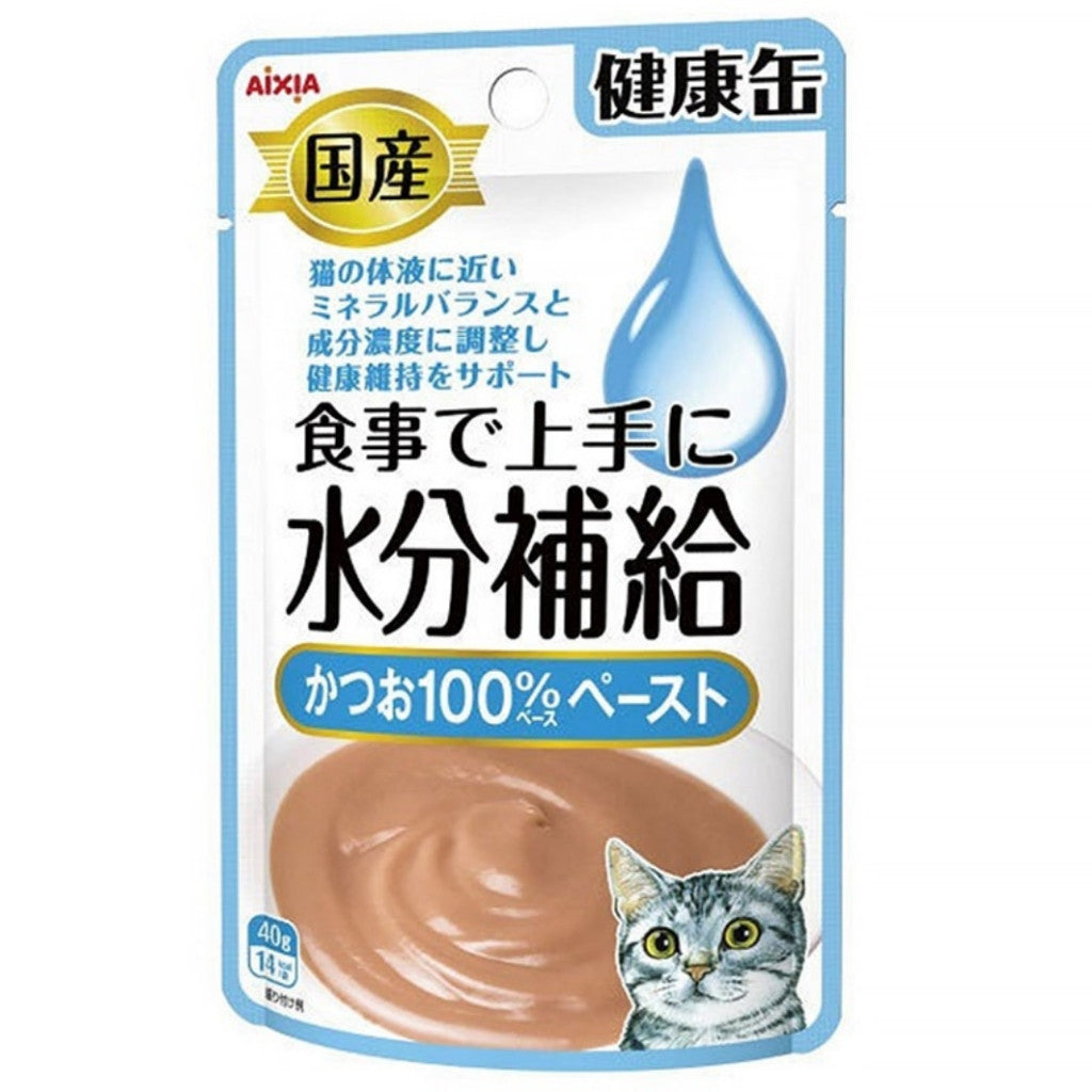 Aixia Kenko Pouch 40g Cat Treats for All Ages - Kitten to Senior Cats | Water & Energy Supplement with Oral Care Benefits | 3 Texture Varieties | Perfect for Hydration Boost & Dental Health at Home or Travel