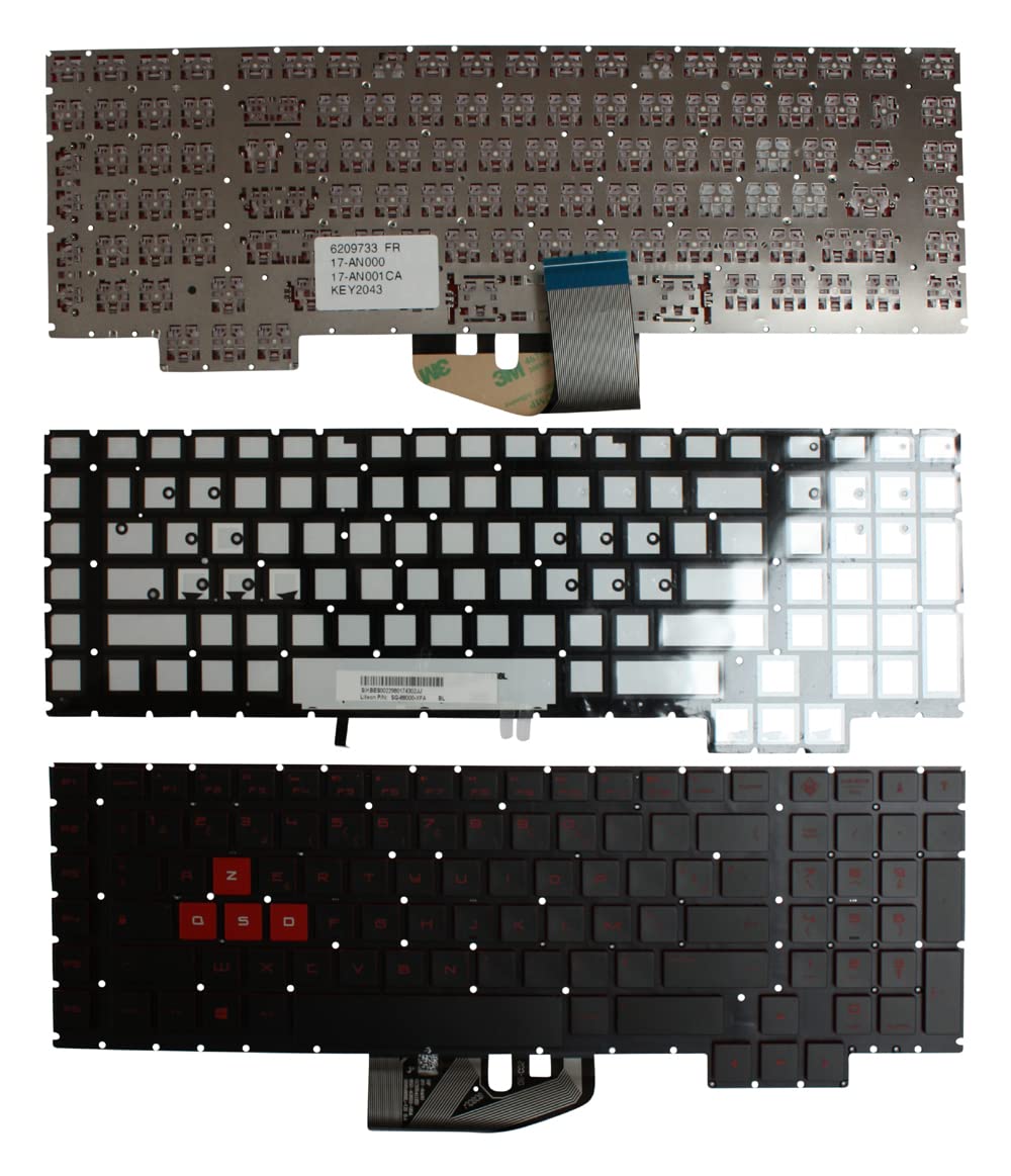 Backlit Black French Layout Replacement Laptop Keyboard for HP Omen 17-an123nb - Gaming & Office Use