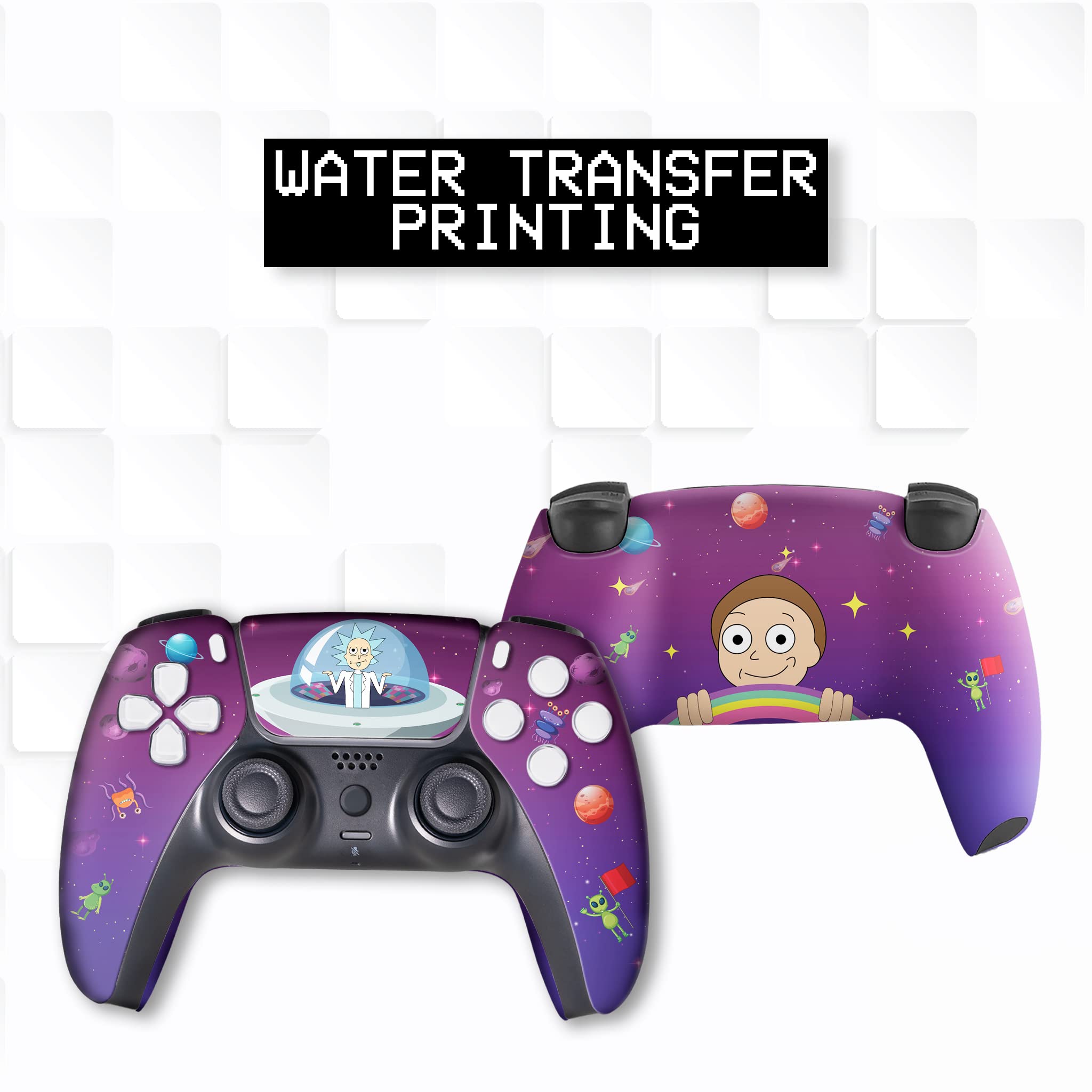 Custom Wireless PS5 Controller for Playstation 5 Console - Morty & Rick Design | Hydro-Dip Printed Gamepad (Not Just a Skin) | Perfect for Gaming Enthusiasts & Rick and Morty Fans | Made in USA