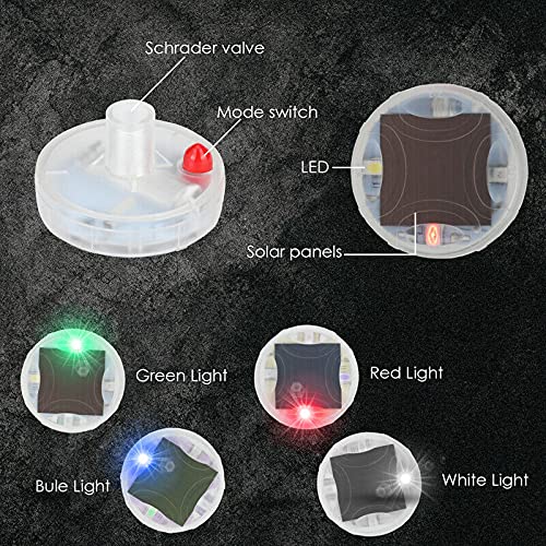 4Pcs Solar LED Car Tire Lights - Wheel Hub Lamp Cap Lights with Flashing Modes for Vehicles, Motorcycles, Bicycles | Waterproof & Energy Efficient for Night Driving, Car Shows, and Safety Decorations
