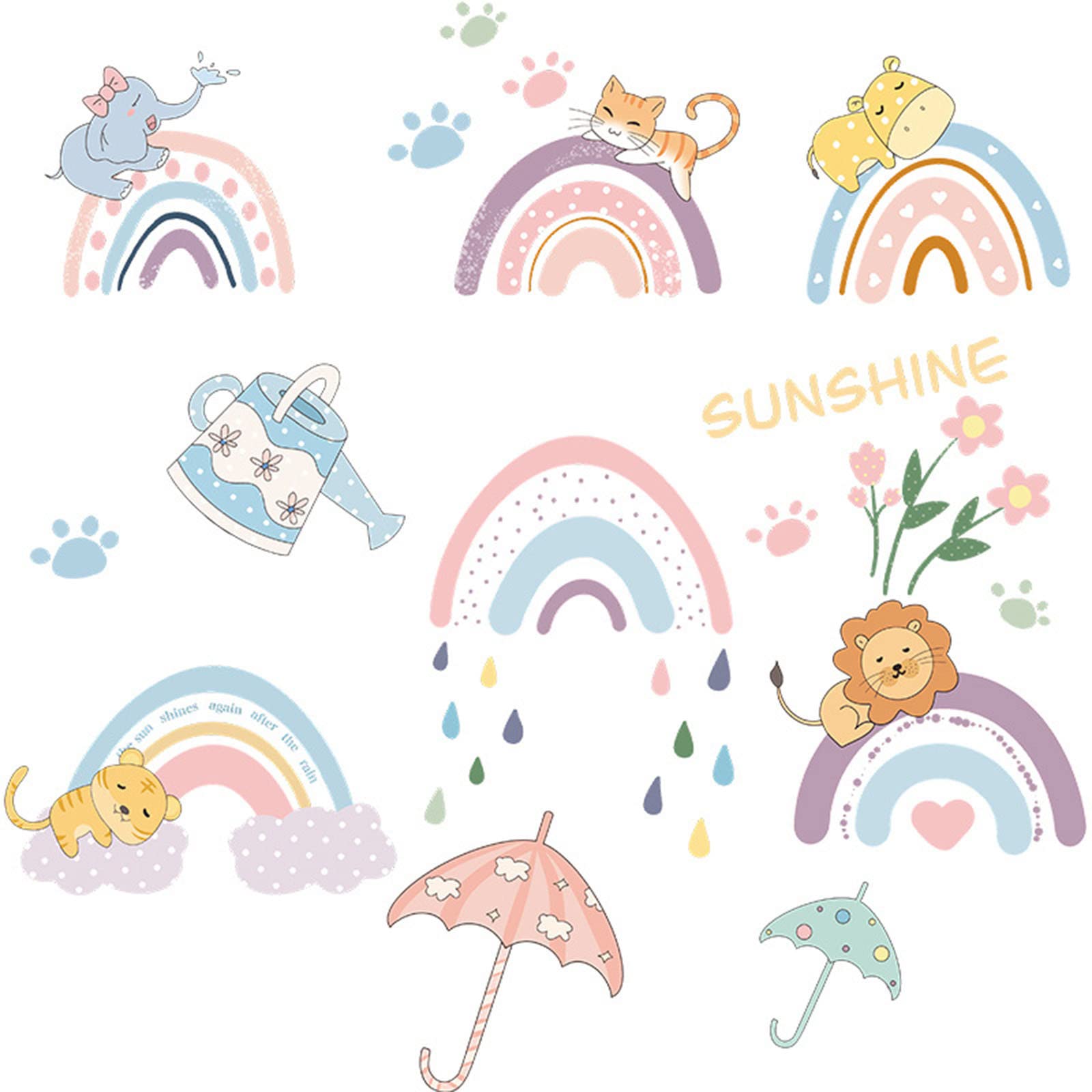 Colorful Animal Rainbow Wall Stickers for Bedroom, Living Room & Porch - Fun Home Decor & Wall Decoration Accessories | Perfect for Kids' Rooms, Nursery, Playroom & Indoor Wall Art
