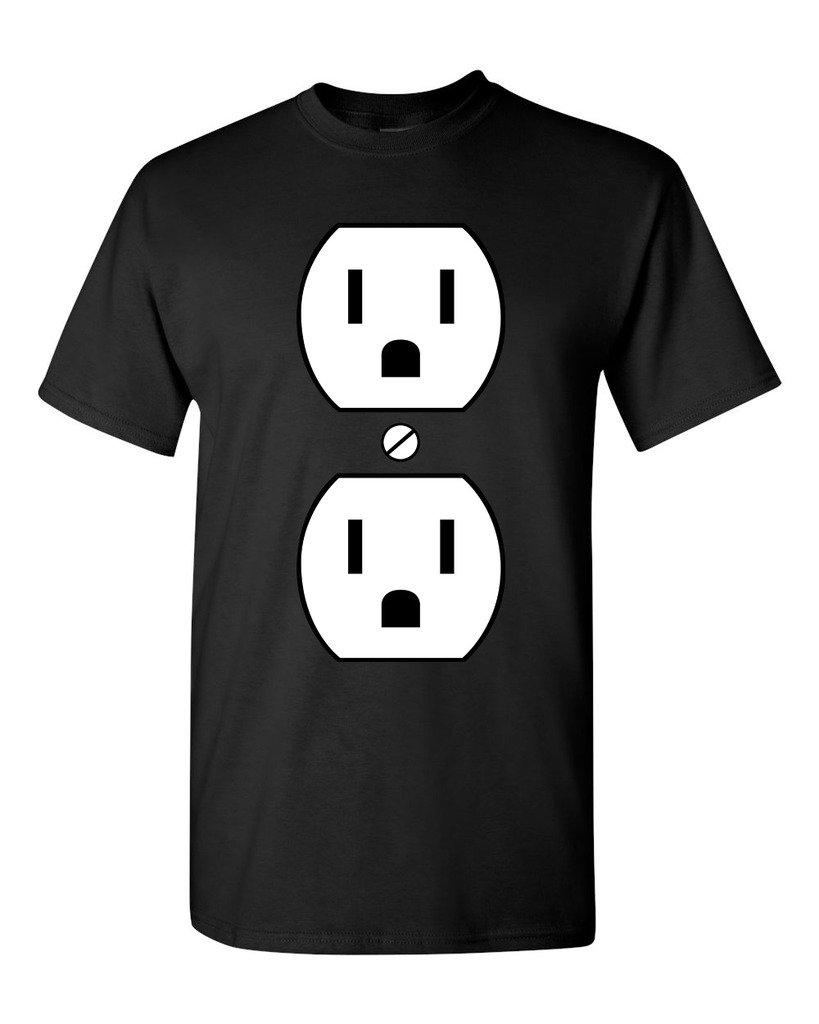 Funny Humor DT Adult T-Shirt Tee - Plug Outlet Face Party Costume T-Shirt for Halloween, Cosplay & Funny Gifts - Cool Graphic Novelty T-Shirts for Men & Women