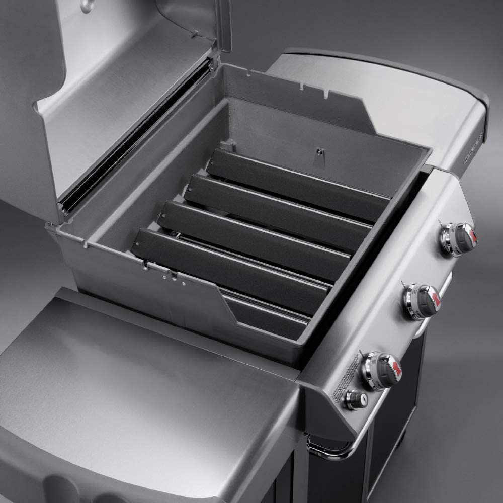 Weber 7621 Flavorizer Bar Set for 300 Series Grills - Gray Replacement Parts Bundle with Deco Essentials Heat Resistant Oven Mitts (Pair, Red) - Perfect for BBQ, Grilling, and Outdoor Cooking