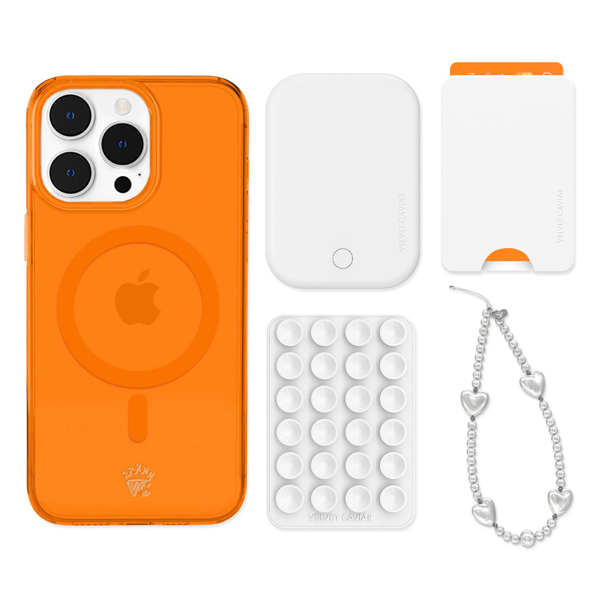 Neon Orange iPhone Wallet Case - Slim Protective Phone Cover with Card Holder & Stand for iPhone 13/14/15 Pro Max | Perfect for Travel, Shopping & Everyday Use