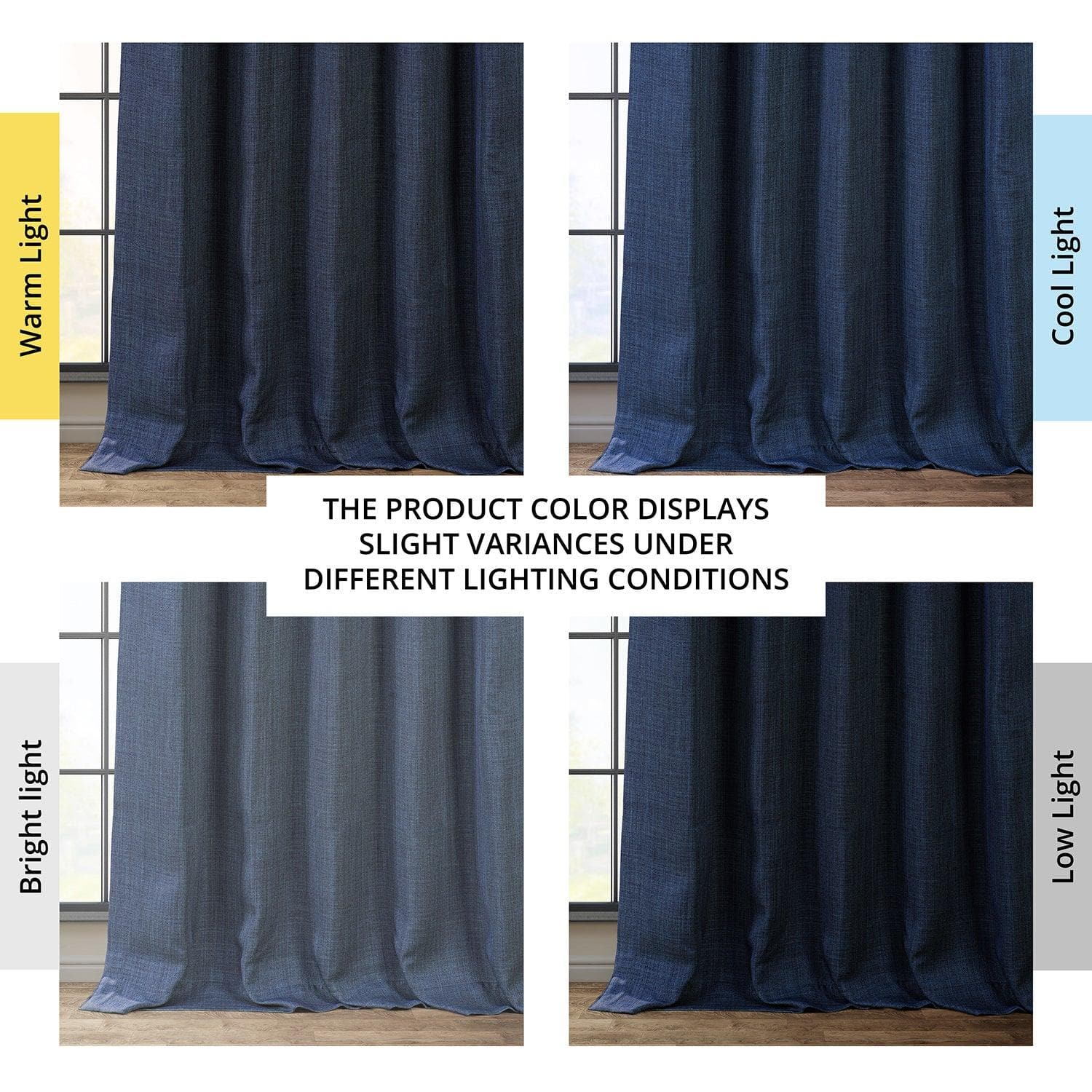 Indigo Textured Faux Linen Blackout Curtains for Bedroom & Living Room - Light Blocking Window Drapes for Better Sleep & Privacy