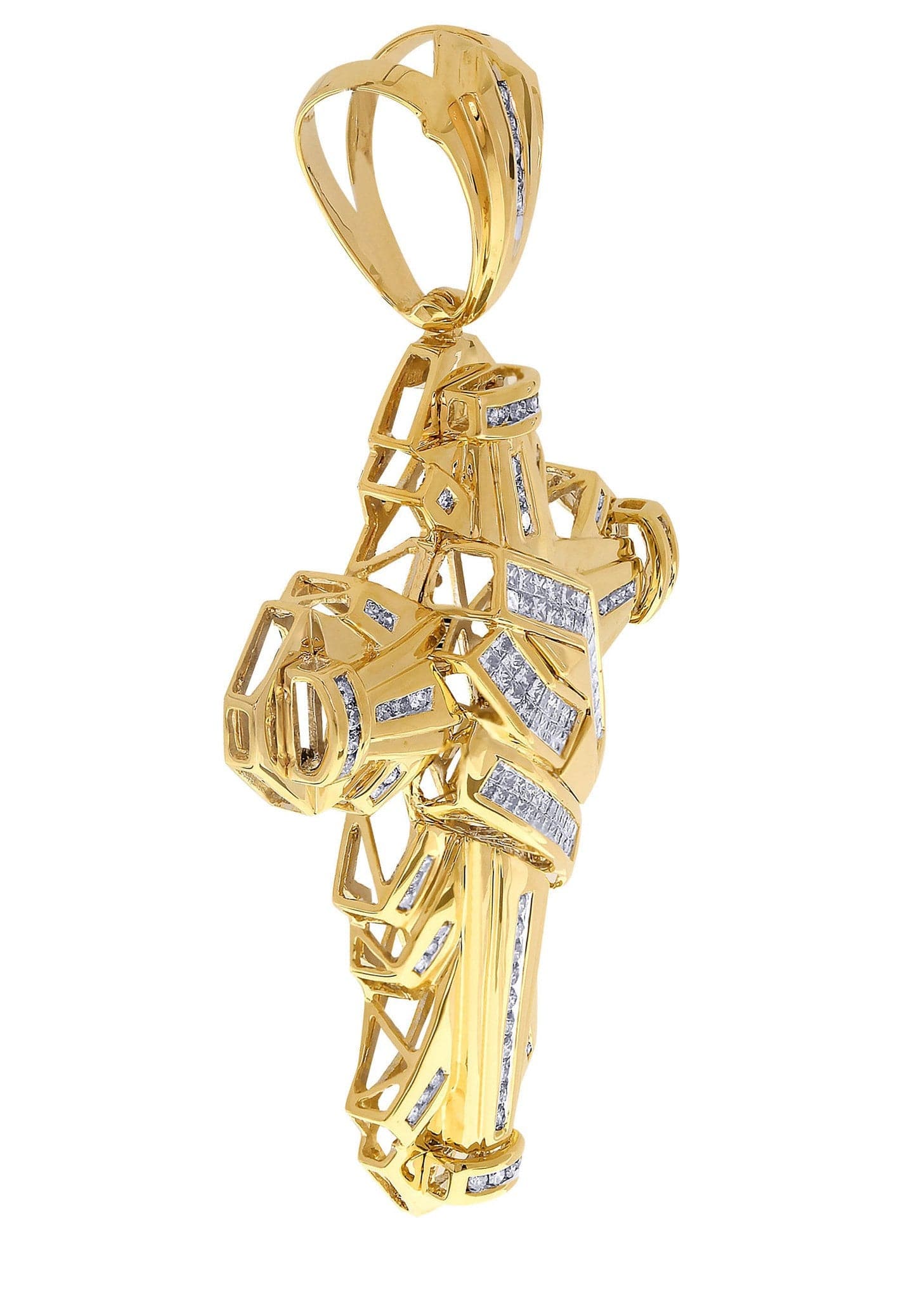 2.04 Carat Diamond Cross Pendant Necklace - 26.87 Grams Solid Gold Religious Jewelry for Women - Perfect for Baptism, First Communion & Gift Giving