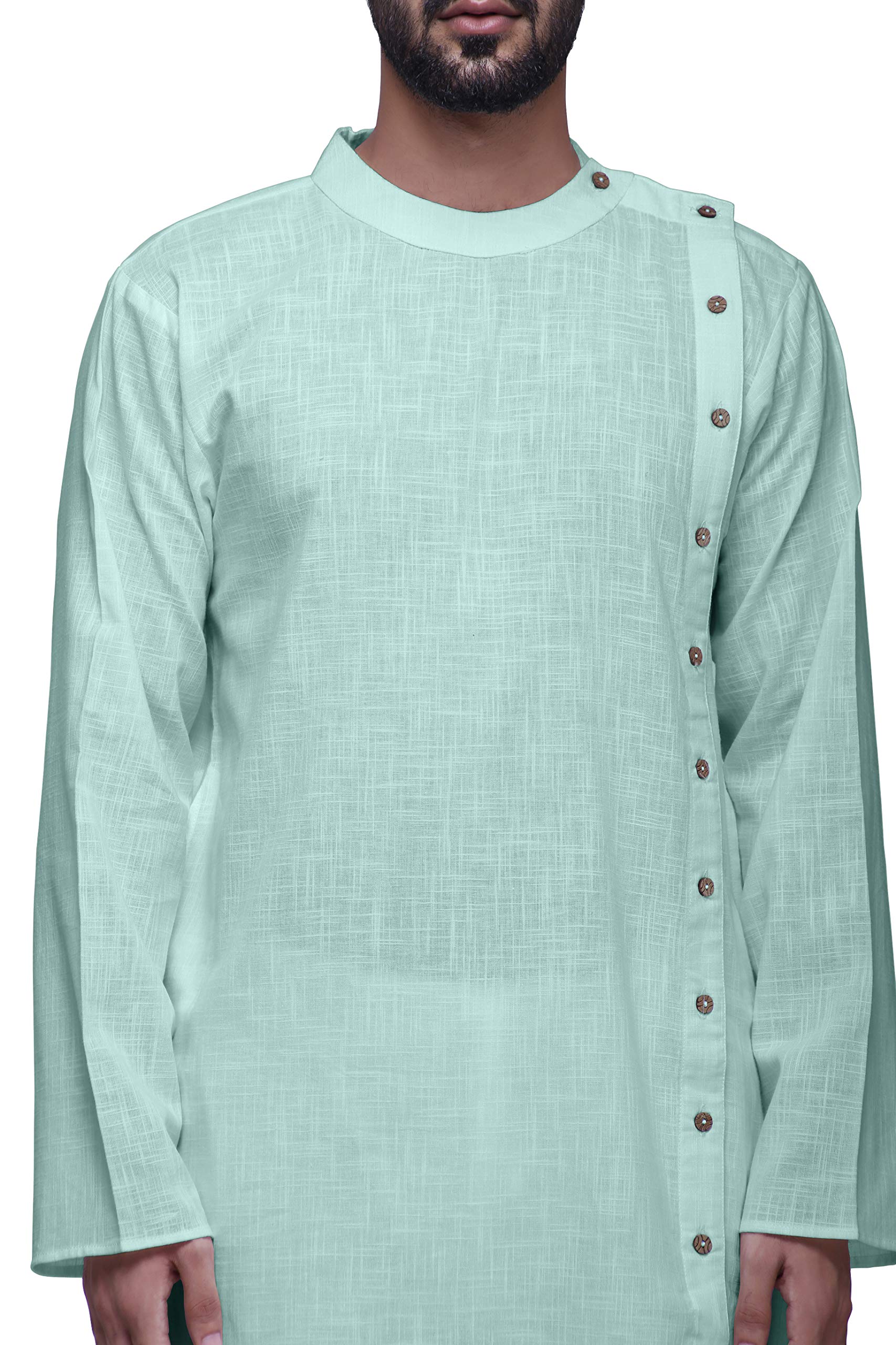 Atasi Men's Long Sleeve Kurta - Solid Satin Slub Design, Elegant Long Kurta Shirt for Festive Occasions & Weddings