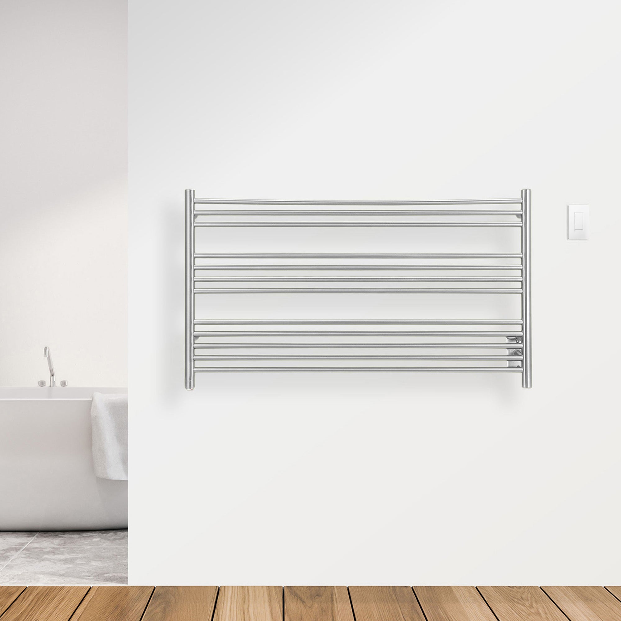 Ancona Amplia Dual 12 Bar Hardwired & Plug-in Electric Towel Warmer - Brushed Stainless Steel with WiFi Timer - Perfect for Bathroom, Spa & Luxury Home Use