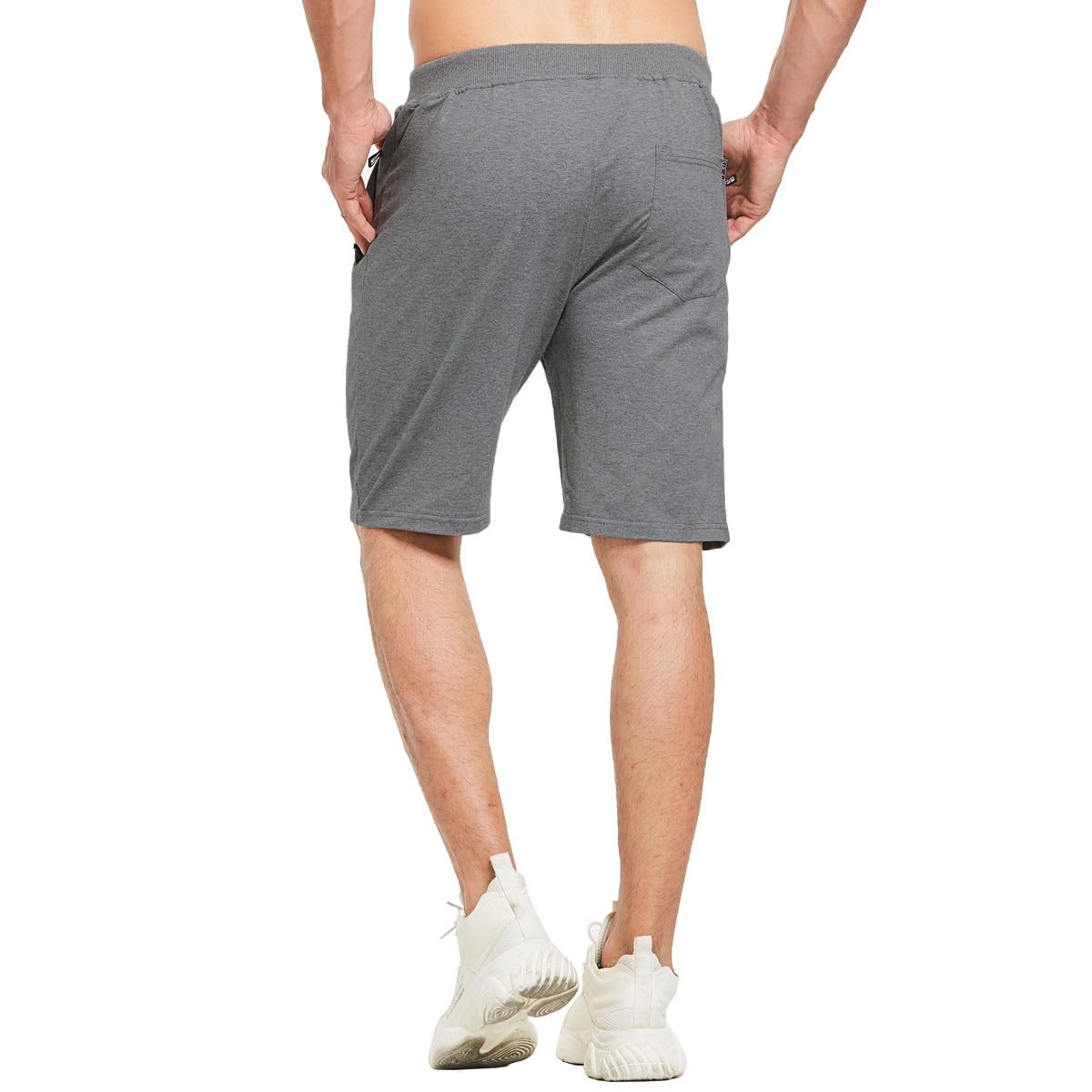 JustSun Men's Casual Sports Shorts with Elastic Waist & Zipper Pockets - Lightweight Quick-Dry Athletic Shorts for Running, Gym, Workout & Outdoor Activities