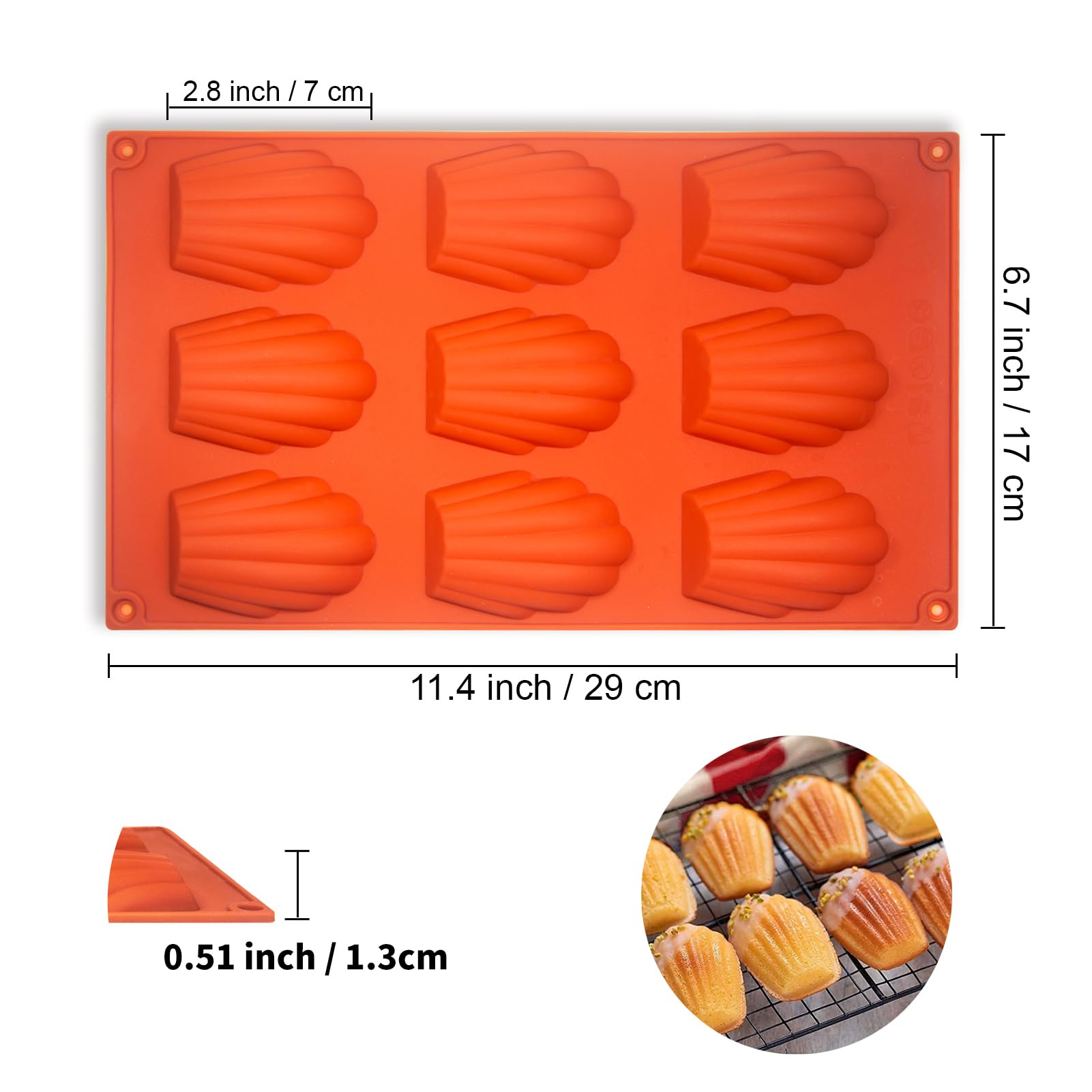 **Premium Silicone Madeleine Pan - Nonstick 9-Cavity Baking Mold for Madeleines, Cookies, Cakes & Candy (2-Piece Set) - Perfect for Home Baking, Tea Parties & Holiday Treats**