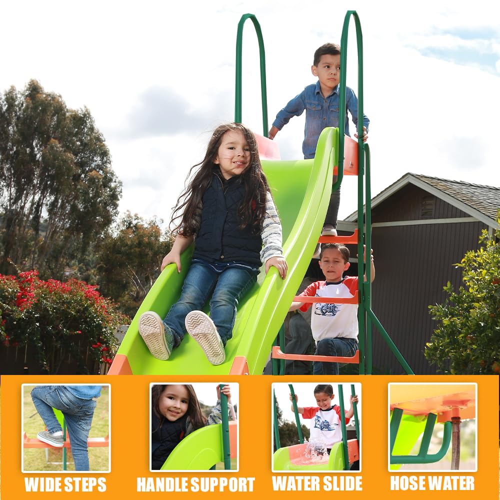 Outdoor Playground Slide & Swing Set for Kids Ages 4-8 - Durable Backyard Playset with Slide and Swings for Children's Outdoor Fun | Perfect for Backyards, Parks, and School Playgrounds
