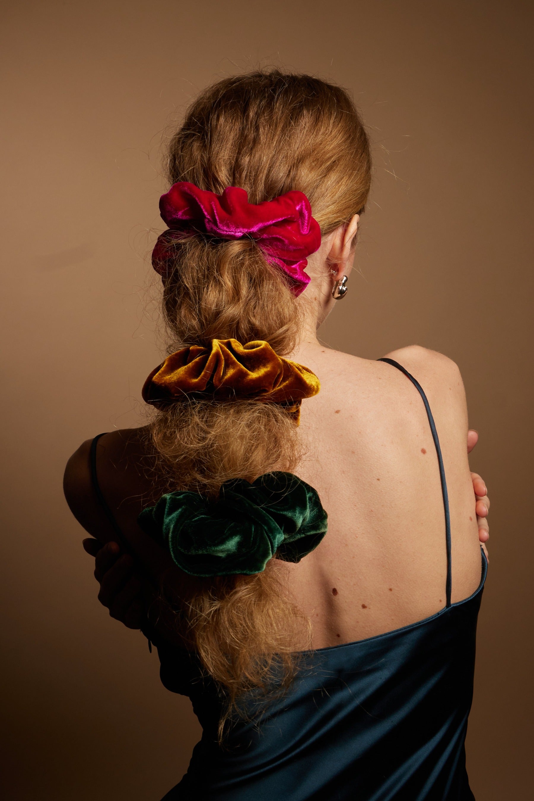 Harlow Velvet Scrunchie Hair Ties - Soft & Stretchable Hair Accessories for Women & Girls (3-Pack) - Perfect for Workouts, Yoga, and Everyday Styling