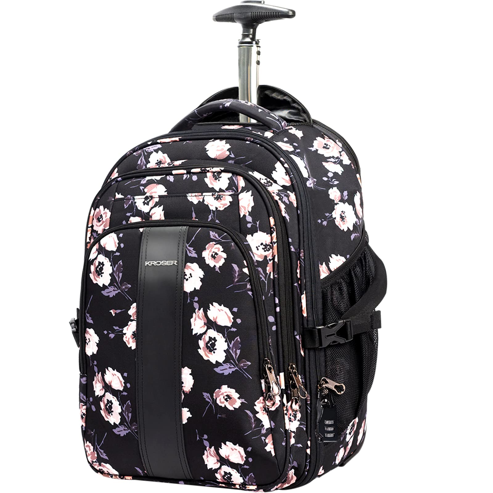 KROSER 17 Inch Wheeled Laptop Backpack for Women - Premium Rolling Computer Bag with RFID Pockets, Checkpoint Friendly & Water-Repellent - Perfect for Business Travel, Commuting & Overnight Trips