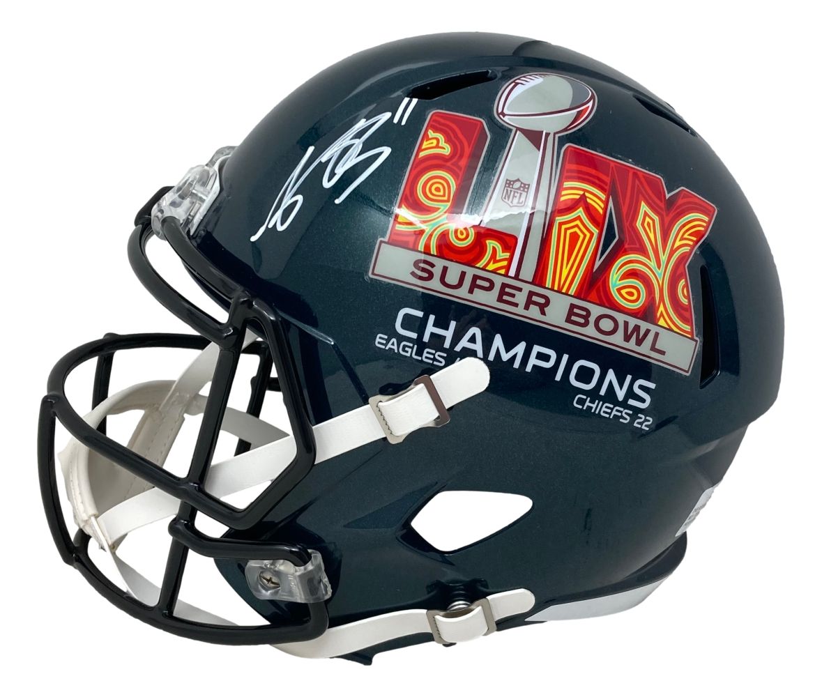 AJ Brown Autographed Philadelphia Eagles Super Bowl 59 Replica Speed Helmet - Limited Edition Collectible for Eagles Fans, Football Memorabilia, Sports Display & Man Cave Decor