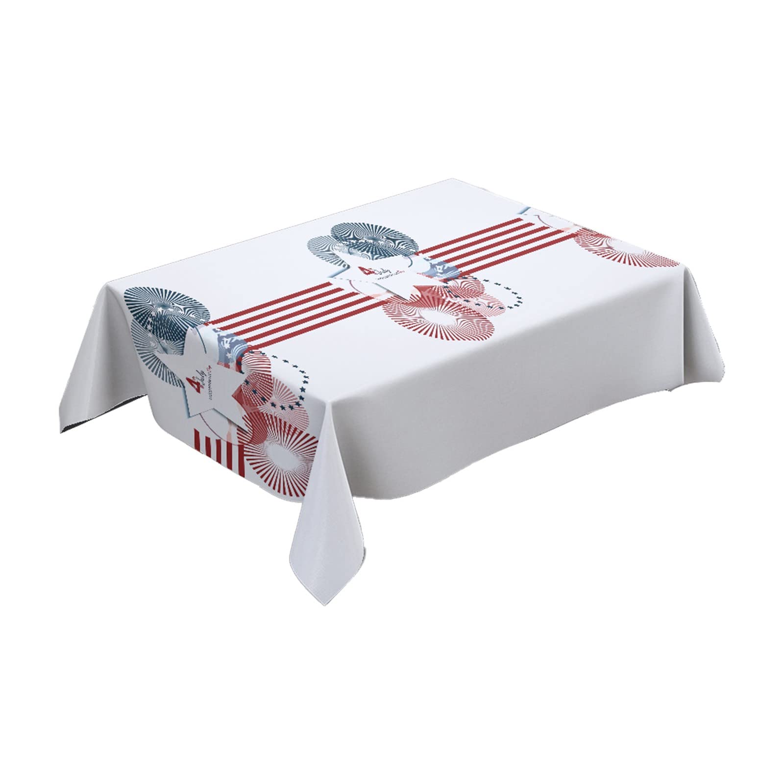 4th of July Patriotic Tablecloth - 70x70cm & 90x156cm Rectangular Cotton Linen Table Cover for Coffee Table - Independence Day Holiday Decorations - Perfect for BBQ Parties, Picnics and Home Celebrations