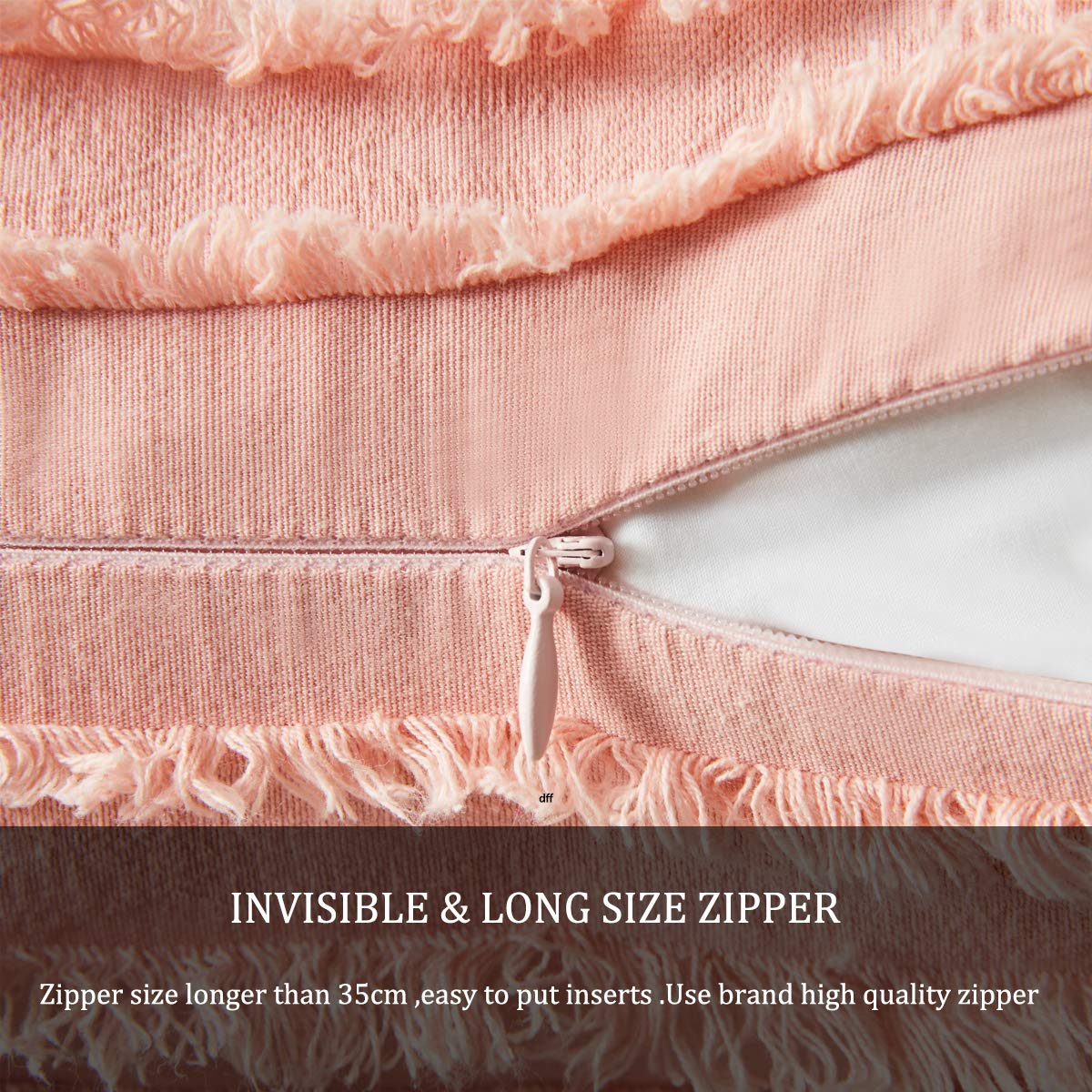 GIGIZAZA 18x18 Inch Blush Pink Square Linen Throw Pillow Covers - Boho Decorative Couch & Sofa Cushion Covers for Living Room, Bedroom, and Home Decor