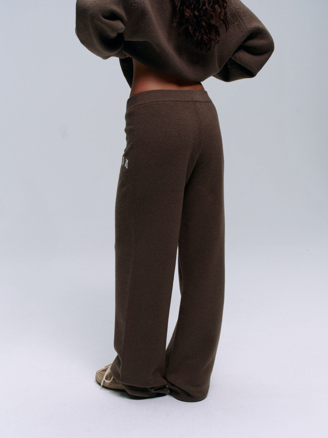ADA Knit Straight Leg Sweatpants for Women - Dark Cocoa Brown & Cream - Comfortable Casual Lounge Pants for Home, Yoga, and Running Errands