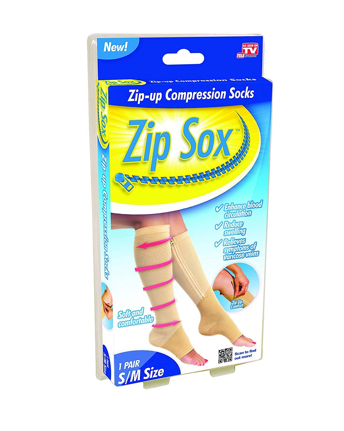 BulbHead Zip Sox Compression Socks for Men & Women - S/M Size, Breathable Support Socks for Circulation, Travel & Work - Ideal for Nurses, Athletes & Long Flights