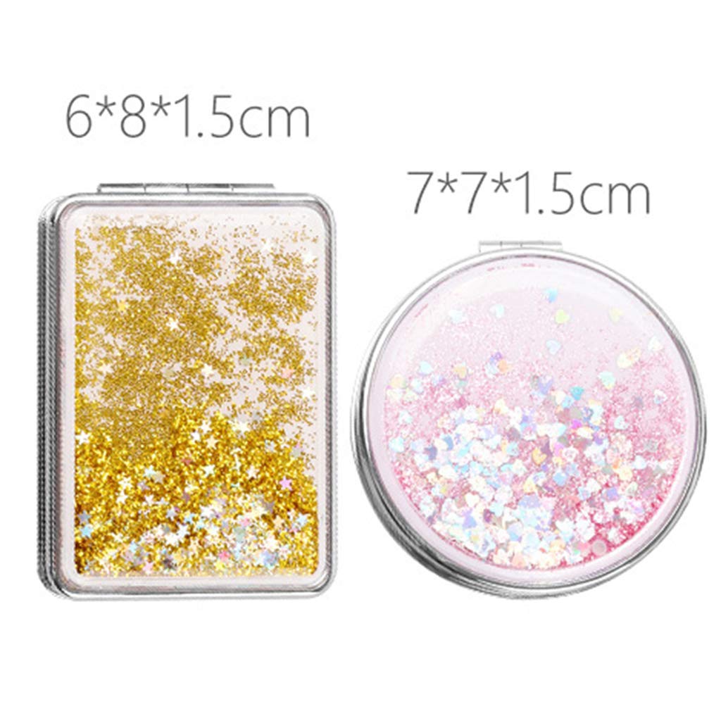 Easnea Compact Travel Makeup Mirror for Women - Portable Folding Square Purse Mirror with Magnifying, Blue | Perfect for On-the-Go Touchups, Home Vanity & Travel Cosmetics