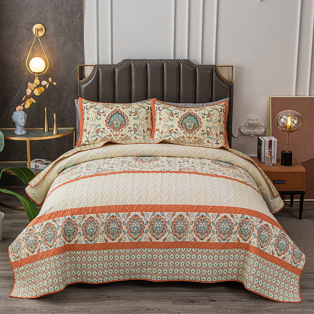 Bohemian Twin Size Comforter Quilt Set - 2 Piece Reversible Bedding with Pillow Shams | Patchwork Design for Cozy Bedroom Decor | Perfect for Guest Rooms, Dorms & Boho Chic Home Styling