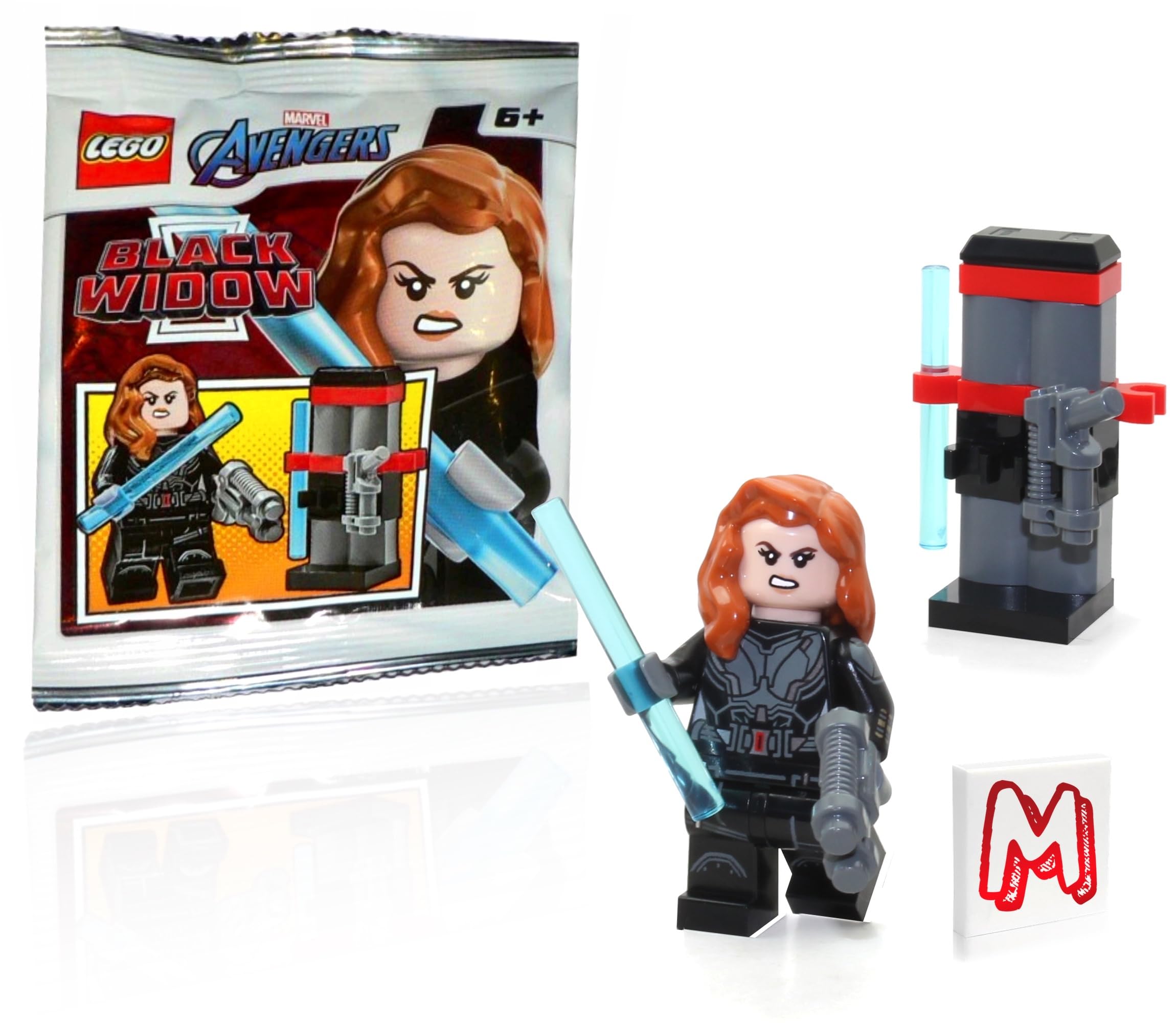 LEGO Marvel Super Heroes Avengers Tower Battle Minifigure - Black Widow with Printed Arms & Weapons Stand | Avengers Collectible Toy for Kids & Adults | Perfect for Play, Display & Gifting