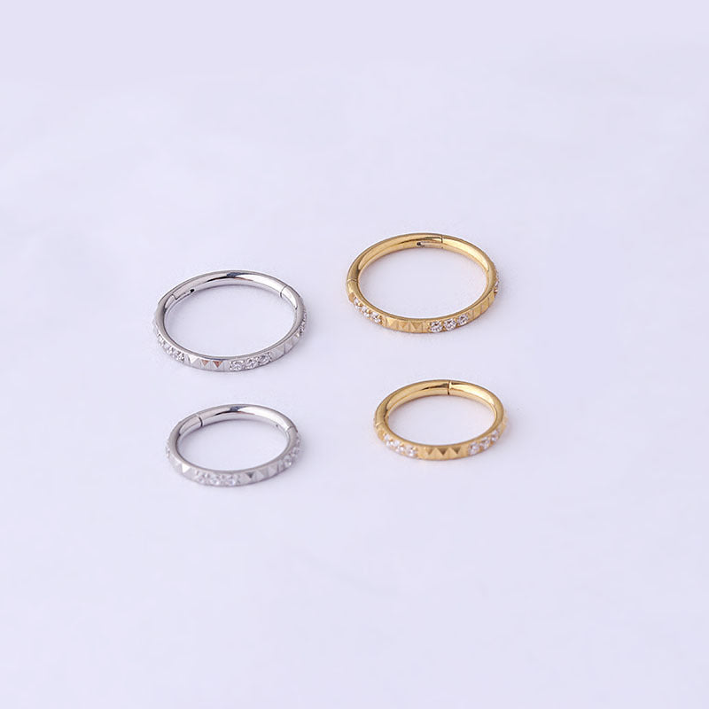 16G Surgical Steel Seamless Pave Hinged Nose Ring Hoop - Hypoallergenic Body Jewelry for Sensitive Skin | Perfect for Everyday Wear, Parties & Special Occasions - HSPJ714