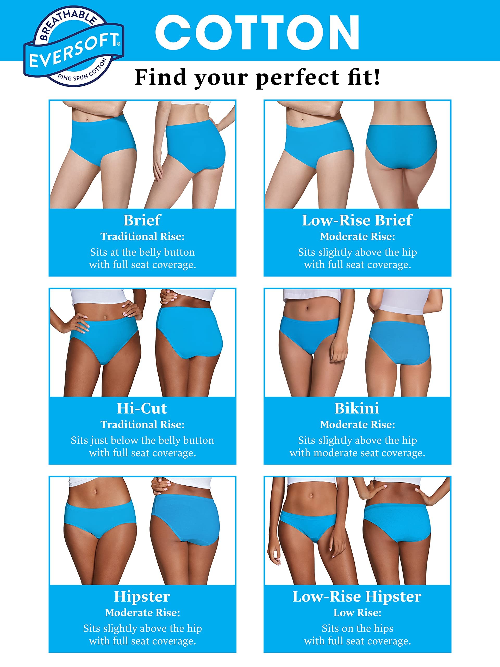 Fruit of the Loom Women's Cotton Blend Underwear Briefs - Soft Comfortable Panties for Everyday Wear, Workout & Sleep