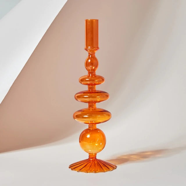 Handmade Blown Glass Candle Holder - Elegant Home Decor for Dining Table, Wedding Centerpiece & Romantic Ambiance Lighting