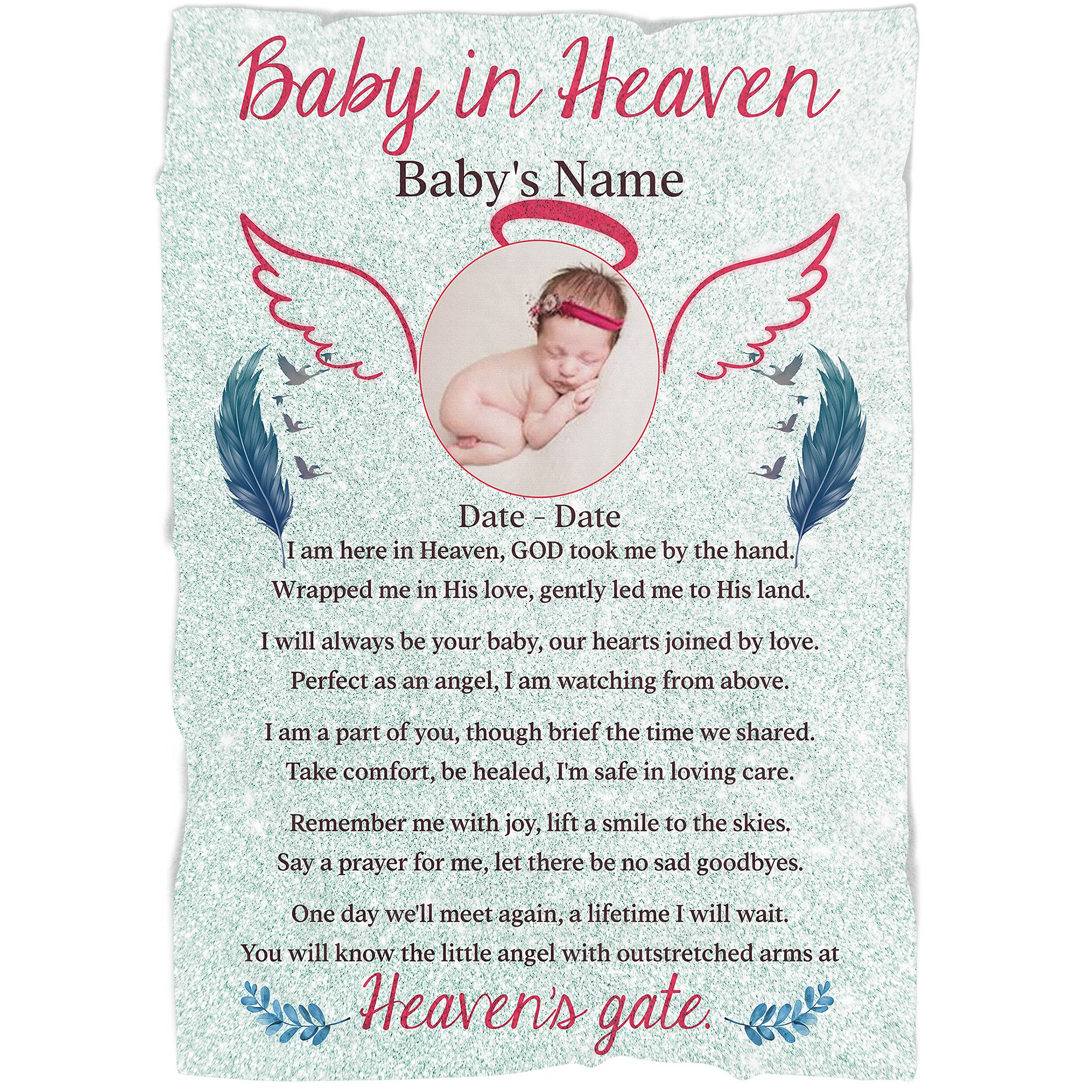 Personalized Memorial Blanket for Baby Loss - 50x60 Inch Sympathy Gift for Bereavement, Infant Remembrance & Childhood Cancer Awareness | Perfect for Comforting Grieving Parents, Memorial Services & Healing Keepsakes