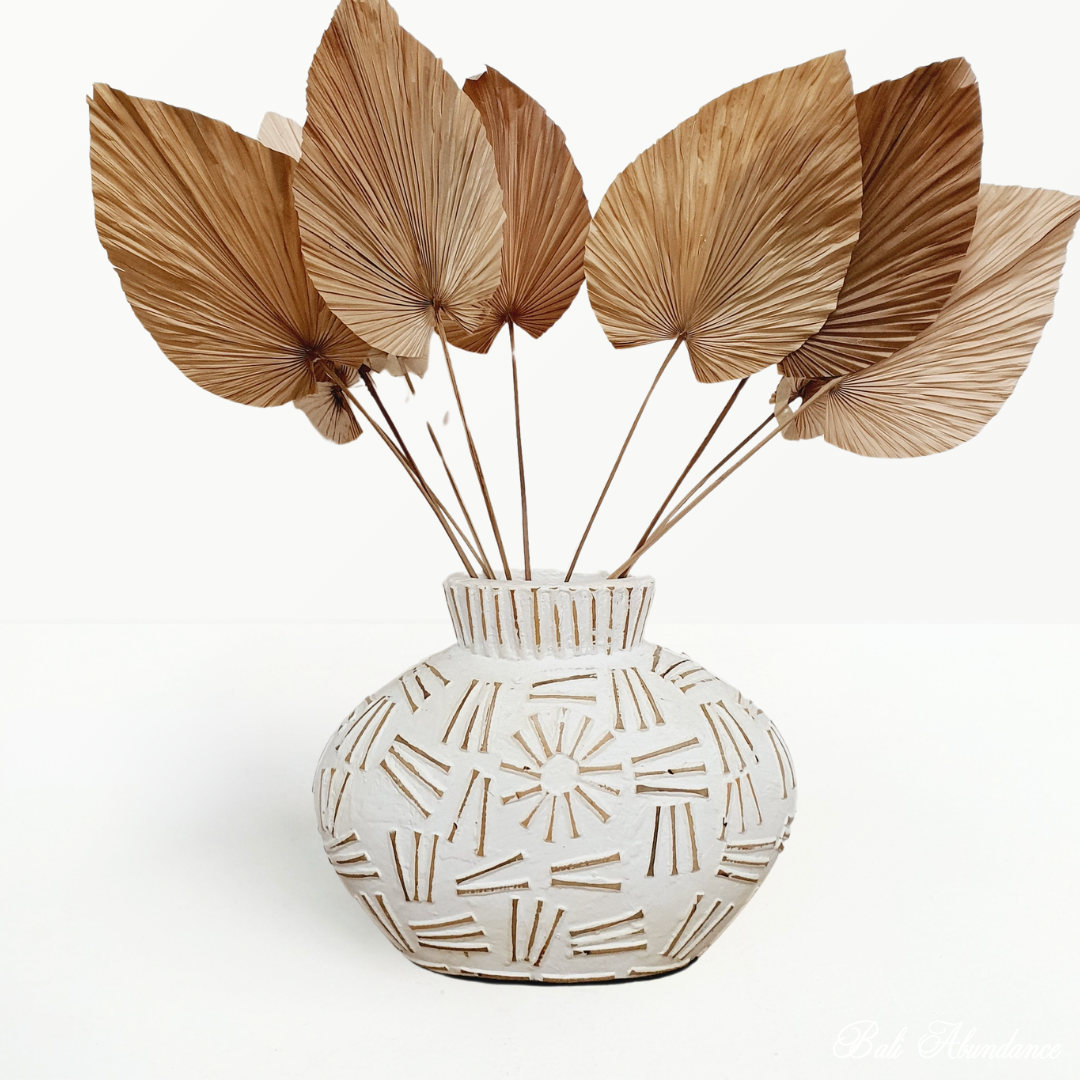 White Decorative Oval Terracotta Vase - Handmade Ceramic Flower Pot for Home Decor, Wedding Centerpieces & Boho Style Interior Design