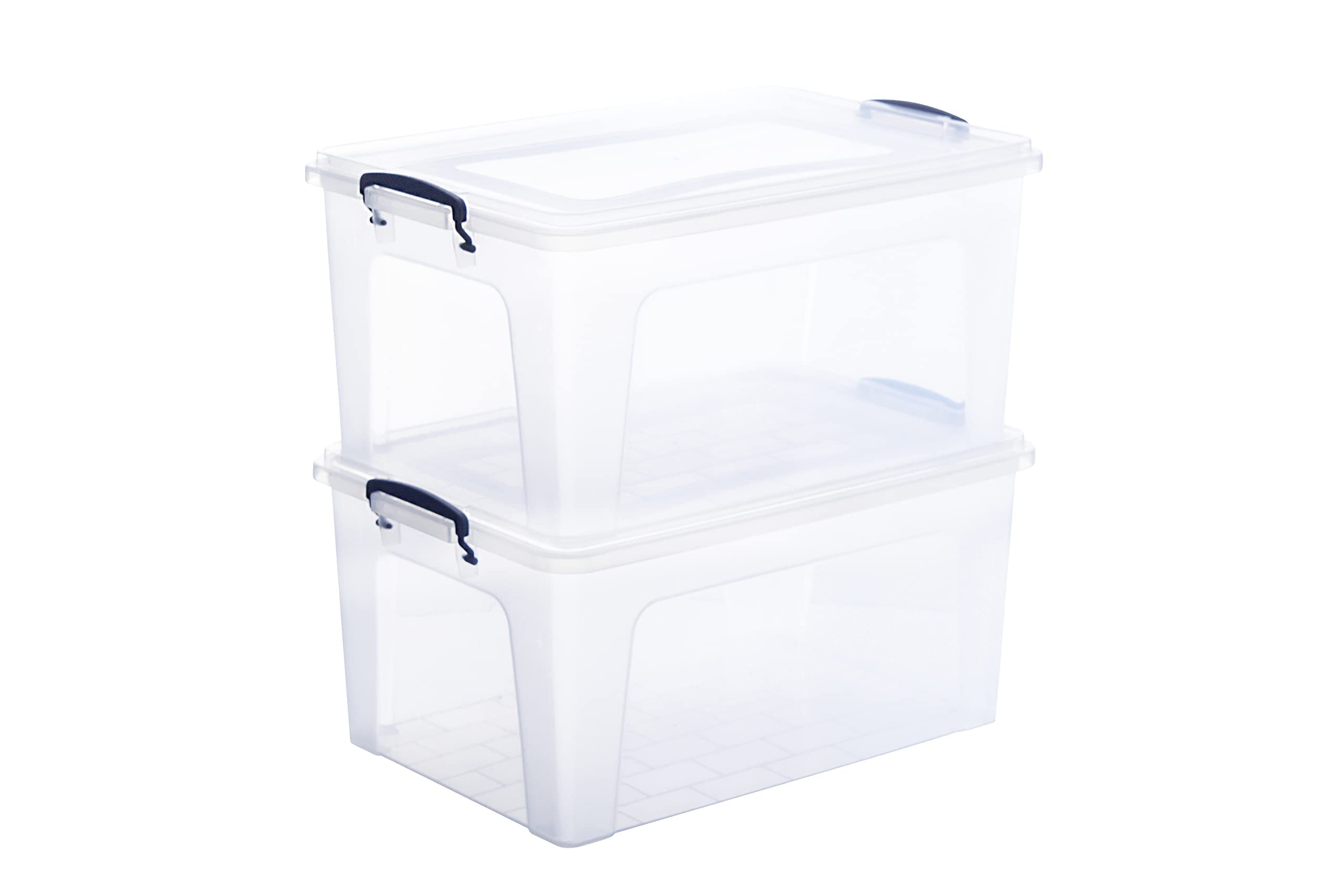 Superior Clear Plastic Storage Boxes with Lids - 12 Pack 28.5 Quart BPA Free Stackable Organizing Bins for Home, Office, School & Dorm - Perfect for Closet Organization, Toy Storage & Pantry Containers