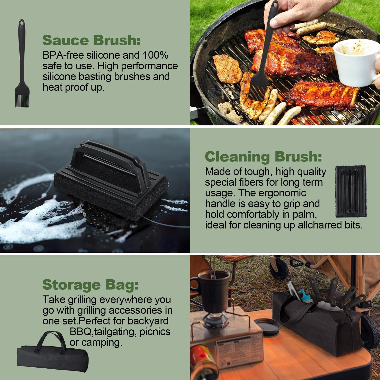 17PCS Flat Top Grill Accessories Kit for Blackstone & Camp Chef - Heavy Duty BBQ Spatula Set with Scraper, Tongs & Enlarged Spatulas - Perfect for Outdoor Cooking, Camping & Backyard BBQ Parties