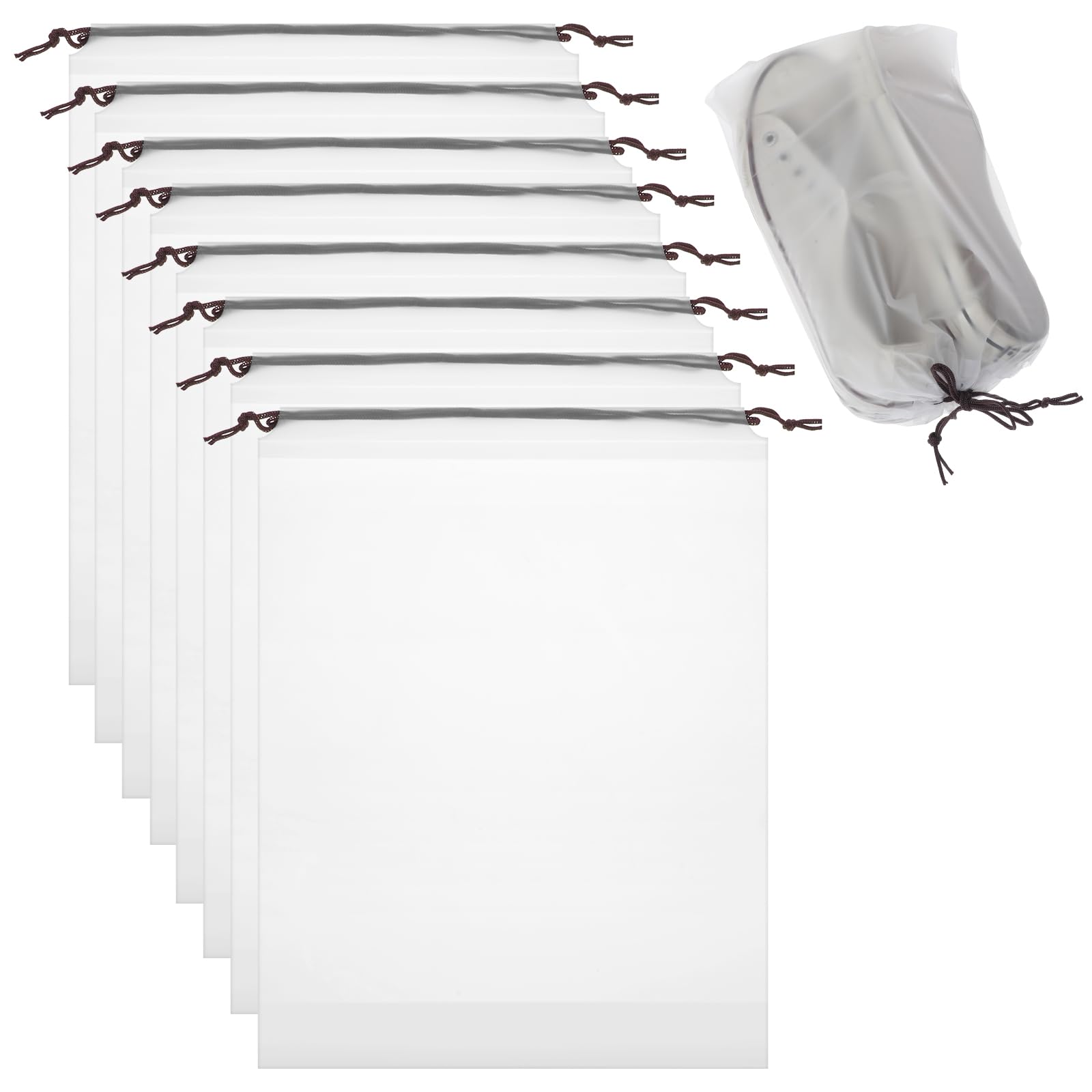 8 Pack Clear Travel Shoe Bags with Drawstring - 7.9