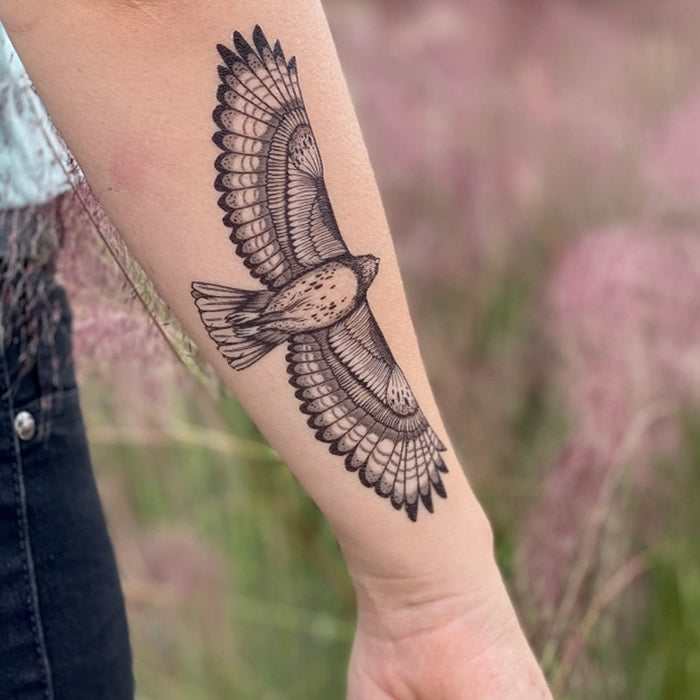 Hawk Temporary Tattoos for Adults & Kids - Waterproof Fake Tattoos for Parties, Halloween & Cosplay - Realistic Hawk Bird Design Body Art Stickers (Set of 5)