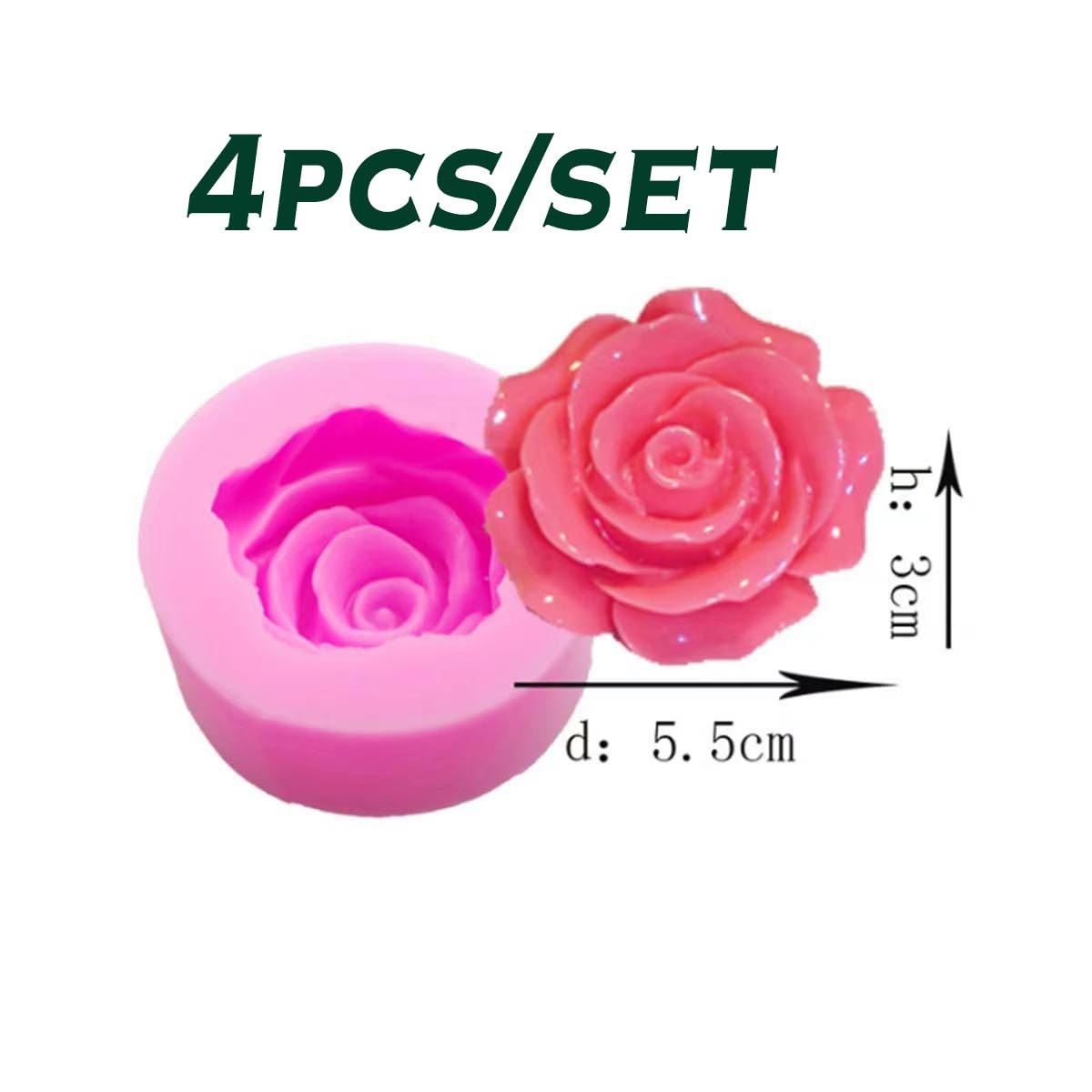 4PCS Rose Flower Silicone Molds for Candy, Chocolate, Resin - DIY Wedding Cake Decorating Tools & Fondant Sugarcraft Molds - Perfect for Baking, Candy Making, and Handmade Crafts
