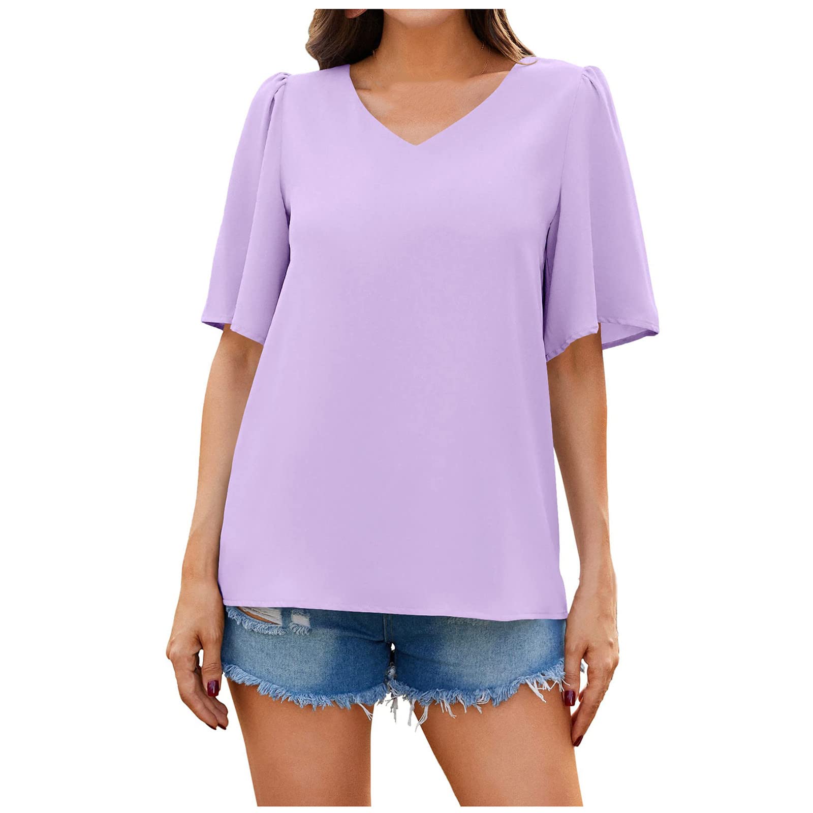Zzalalana Women's Short Sleeve V-Neck Floral Print Blouse - Summer Casual Loose Fit T-Shirt Top for Women | Perfect for Office, Date Night & Weekend Outings