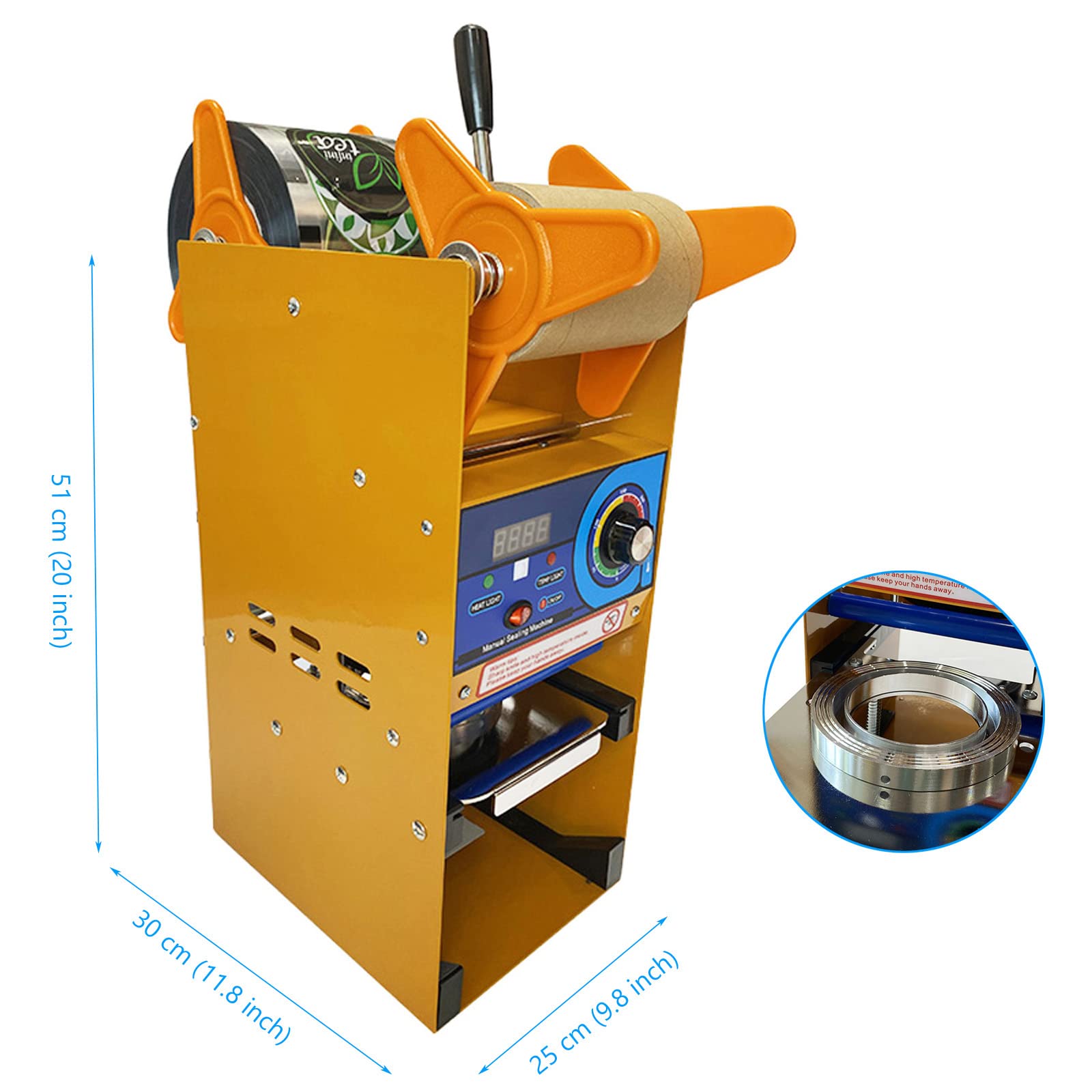 Manual Cup Sealer for PE/PP Cups - Bubble Tea Sealing Machine for 170mm Height, φ95mm & φ90mm Cups (110V) - Perfect for Bubble Tea Shops, Coffee Stands, and Drink Businesses