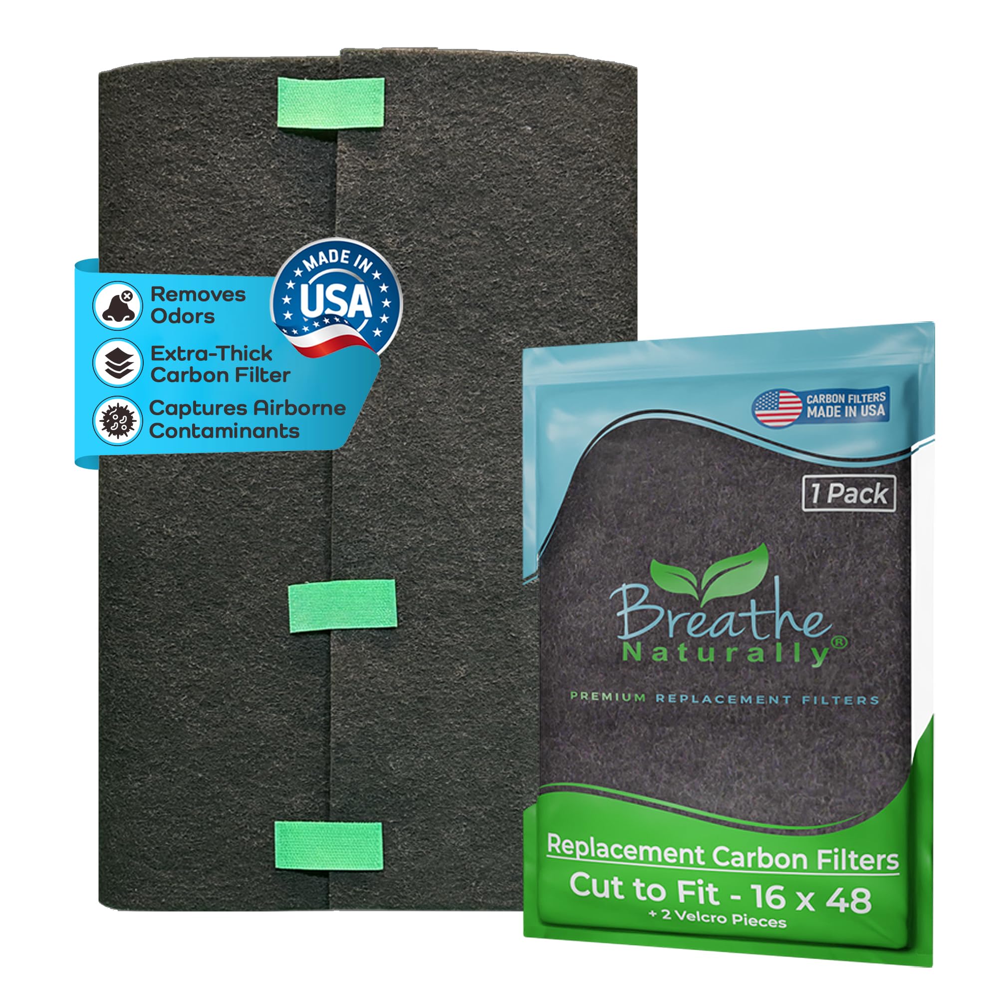 Activated Carbon Air Filter 16x48 - Universal Cut-to-Fit Replacement Charcoal Filter for Air Purifiers, HVAC Vents & More | Pre-Filter Carbon Sheet | Made in USA (Pack of 1) | Improves Indoor Air Quality in Homes, Offices & Workshops