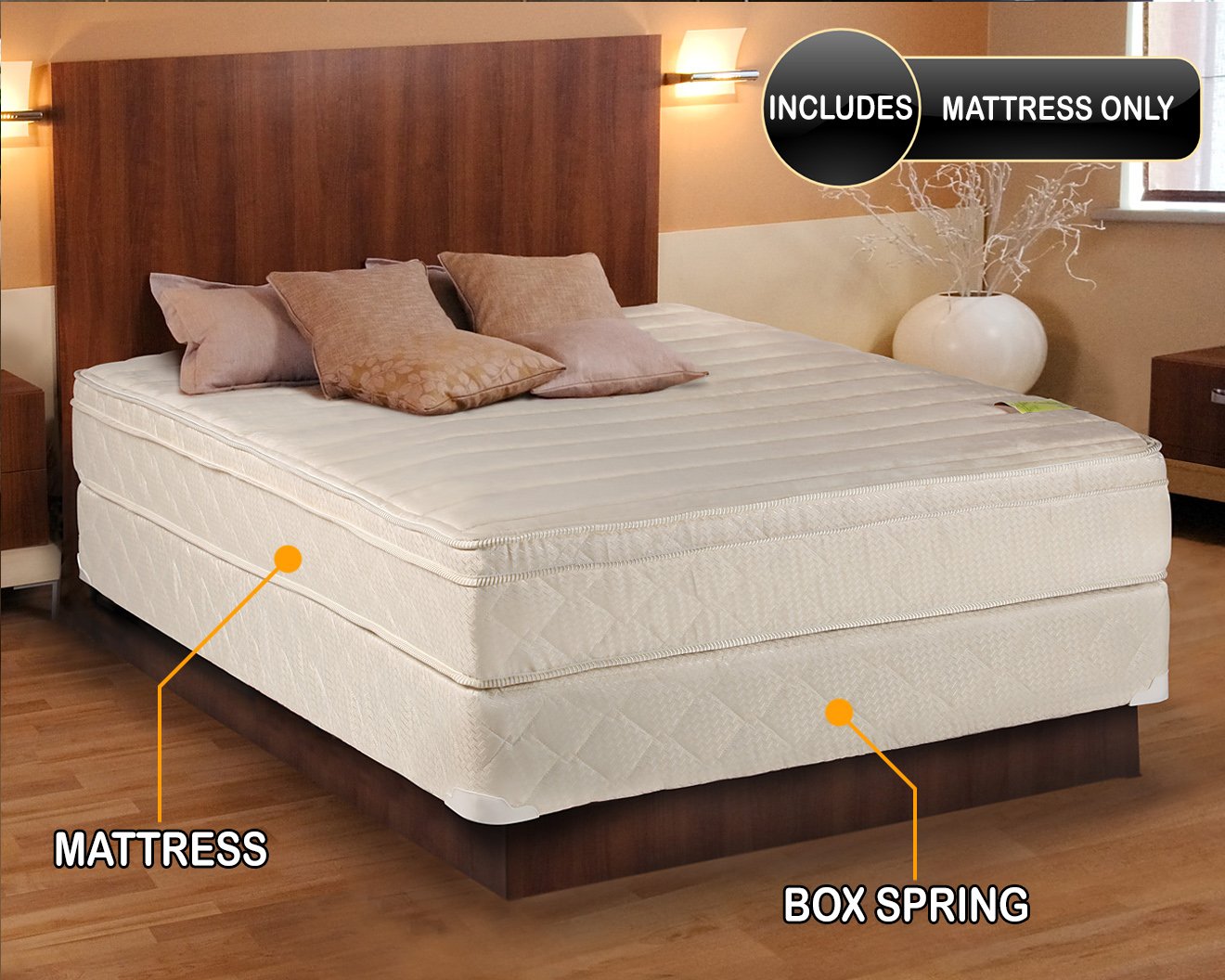 Dream Solutions USA DS USA Comfort Pedic Extra Firm Eurotop PillowTop Mattress with Mattress Cover Protector - Queen Size 60
