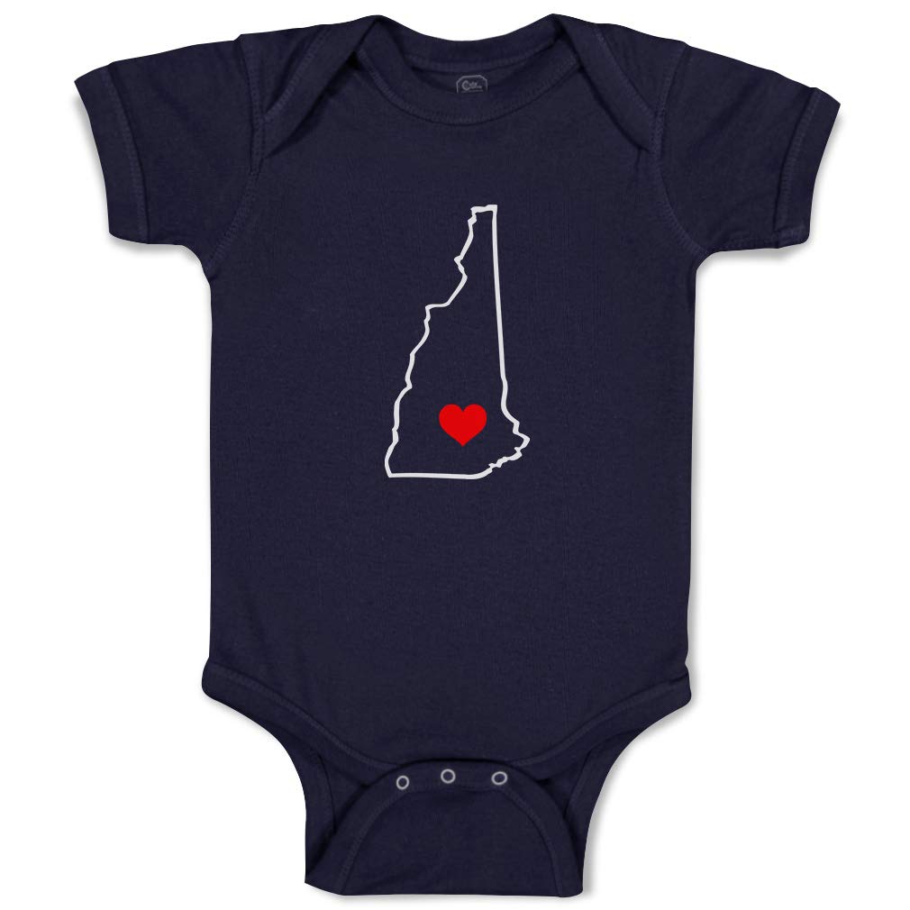 Custom New Hampshire Heart Love Cotton Baby Bodysuit - Soft Unisex Infant Onesie for Boys & Girls - Perfect for Family Photos, Holidays & Everyday Wear