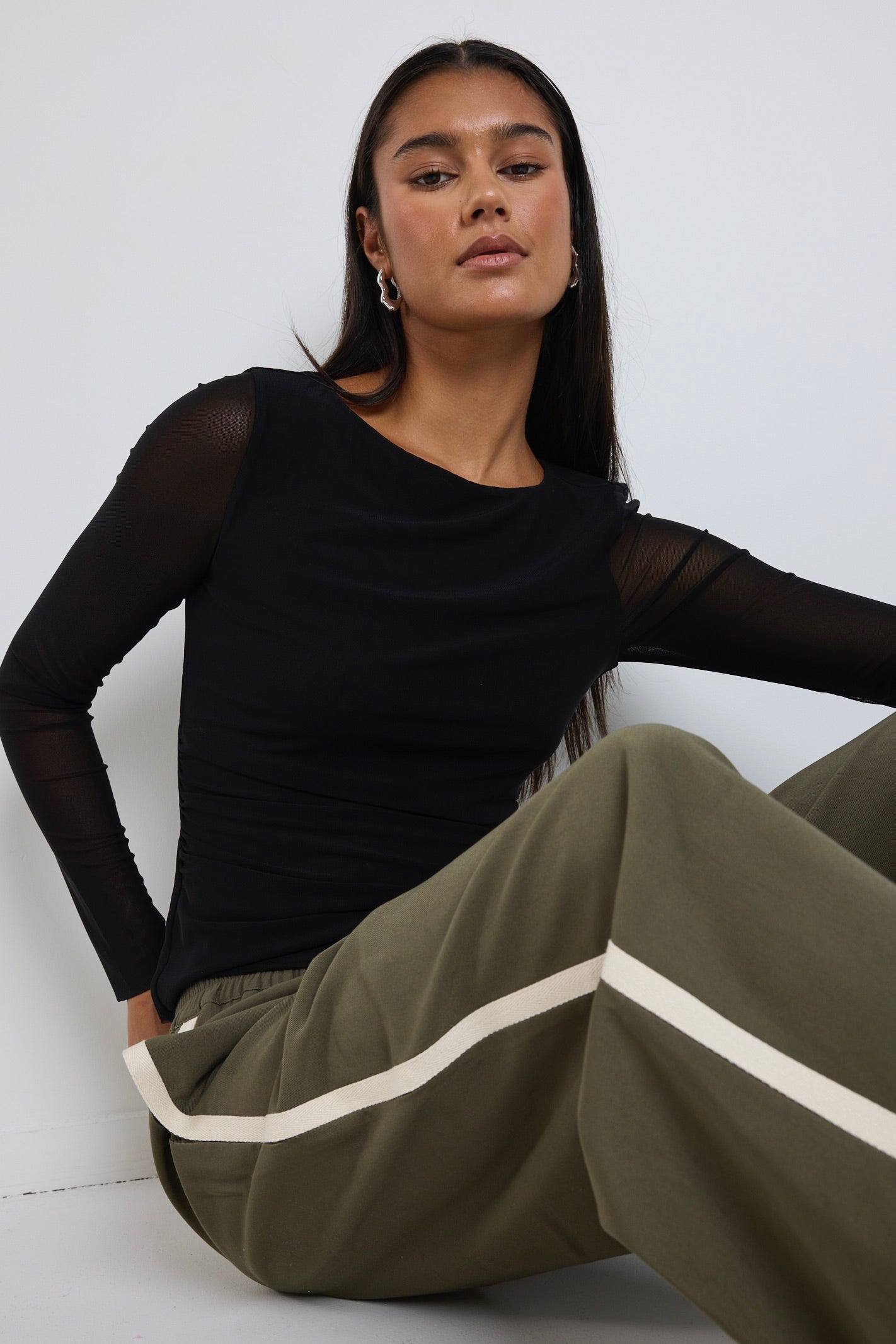 Bravo Women's Black Mesh Long Sleeve Tops - Stylish & Breathable Fashion Shirt for Casual Wear, Night Out & Layering
