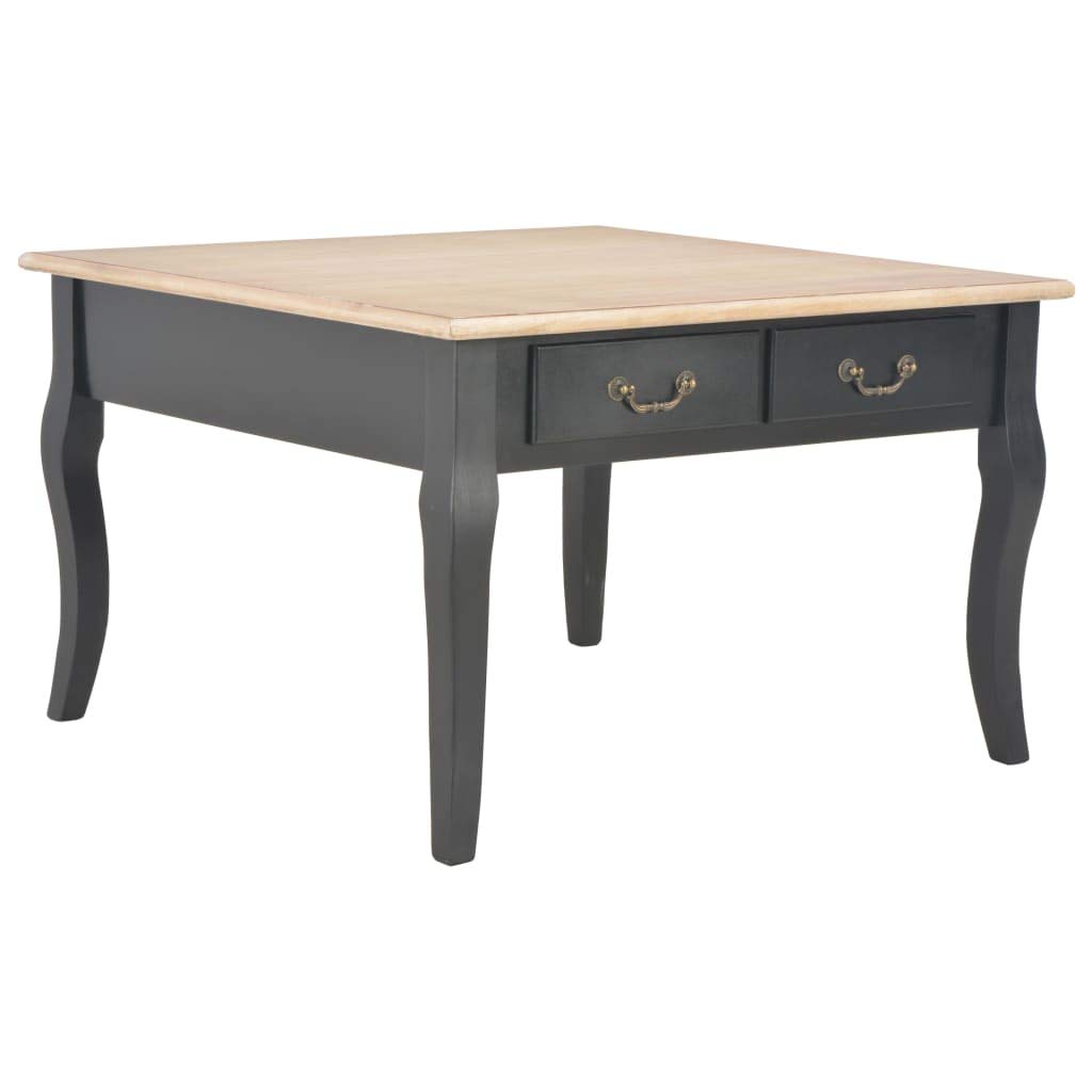 Modern Black Wood Coffee Table with 4 Drawers - 31.5