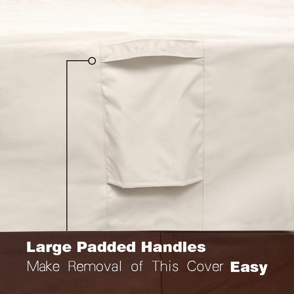 Vailge Heavy Duty Waterproof Patio Chair Covers 2 Pack - Large Beige & Brown Outdoor Lounge Deep Seat Covers for Lawn Furniture - Perfect for Backyard, Garden & Poolside Protection