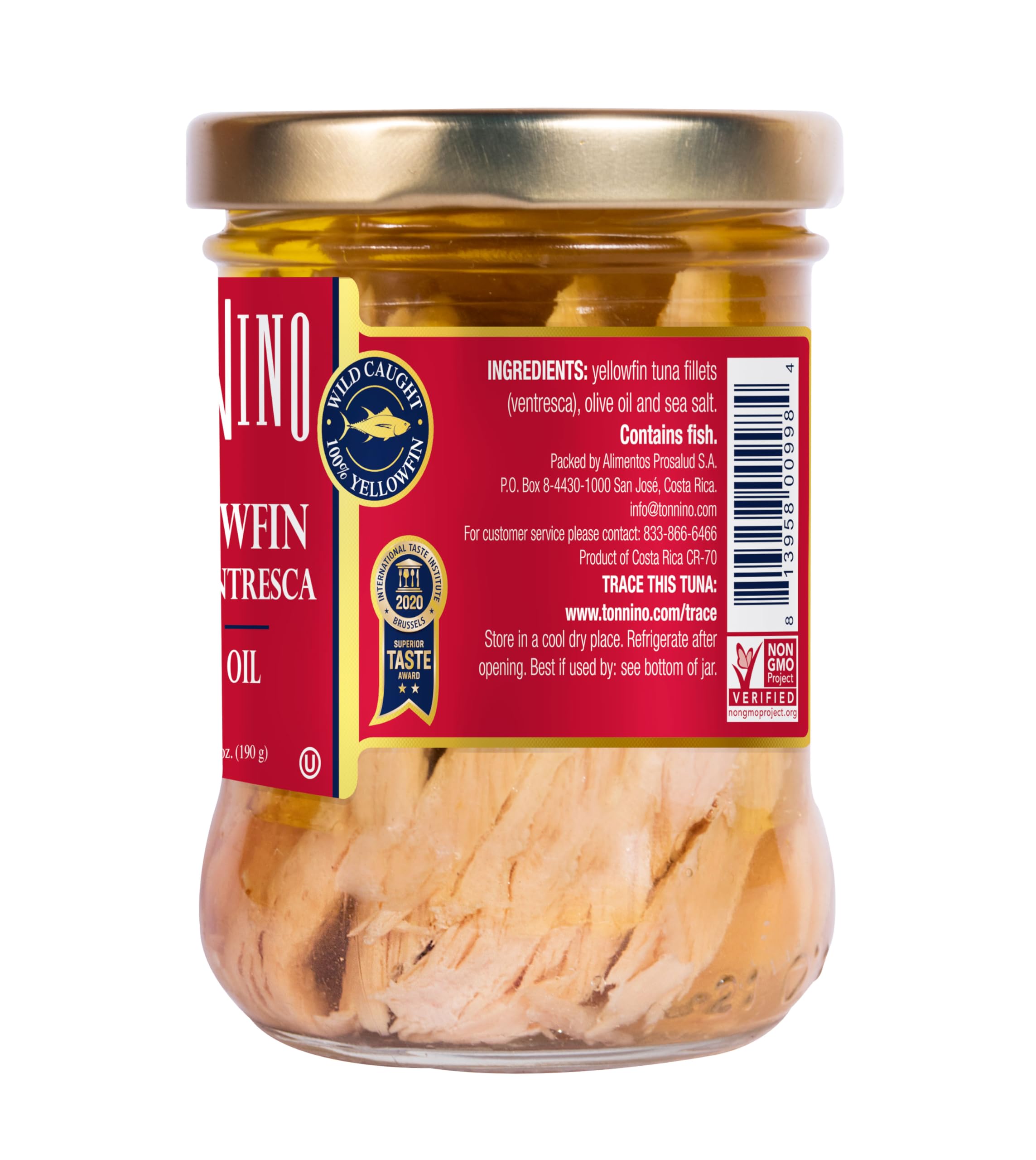 Premium Tonnino Ventresca Tuna in Olive Oil - 6.7 oz Jars (Pack of 6) | Gourmet Italian Canned Tuna for Salads, Pasta & Healthy Meals