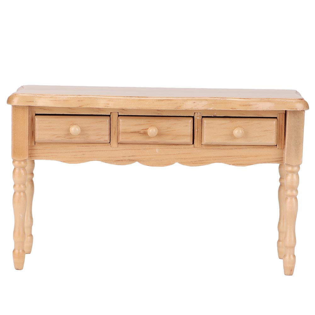 GLOGLOW 1:12 Scale Miniature Wooden Desk Table - Realistic Dollhouse Furniture Model for Living Room, Office & Home Decor - Perfect for DIY Crafts, Model Displays & Collectors
