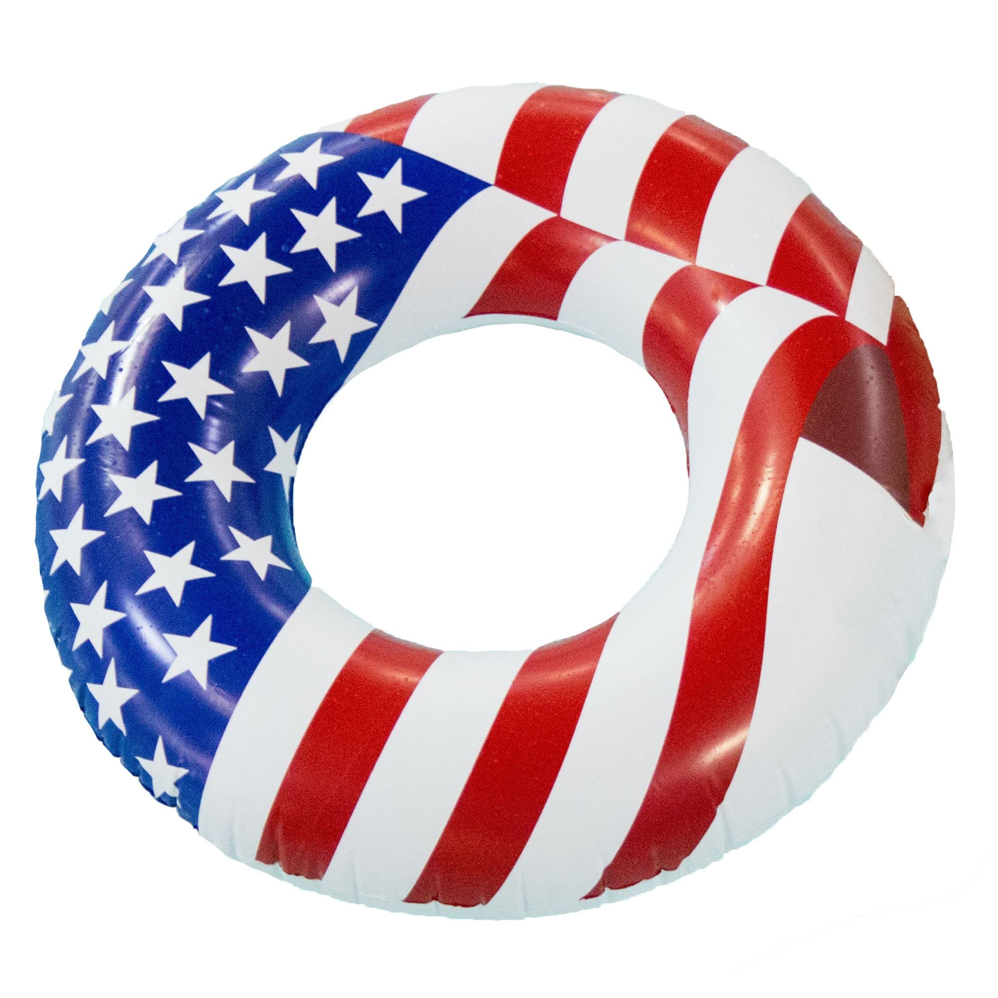 Patriotic American Flag Inflatable Pool Float - Swimline Round Lounge Tube for Kids & Adults, Perfect for Swimming Pools, Lakes, and Summer Relaxation