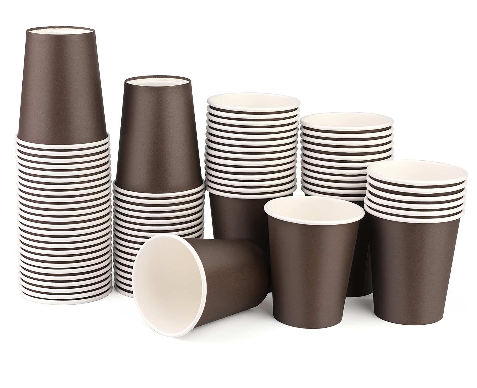 75-Pack 8oz Disposable Brown Paper Hot Cups - Eco-Friendly Coffee Cups for Hot Beverages, Perfect for Office, Home Kitchen & Coffee Shop Use - Ideal for Morning Coffee, Tea Parties & Takeout Drinks